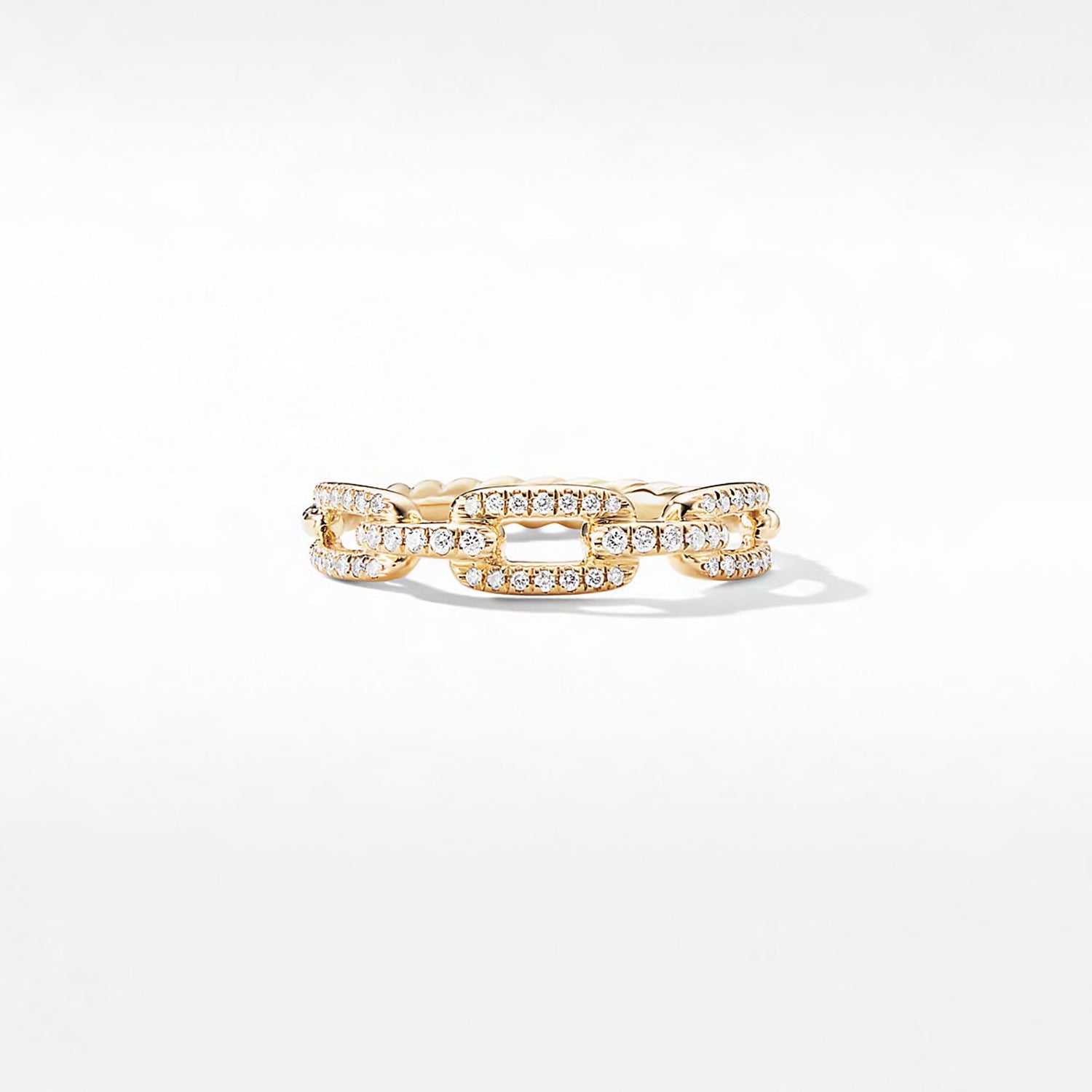 Stax Single Row Pavé Chain Link Ring with Diamonds in 18K Gold, 4.5mm -6