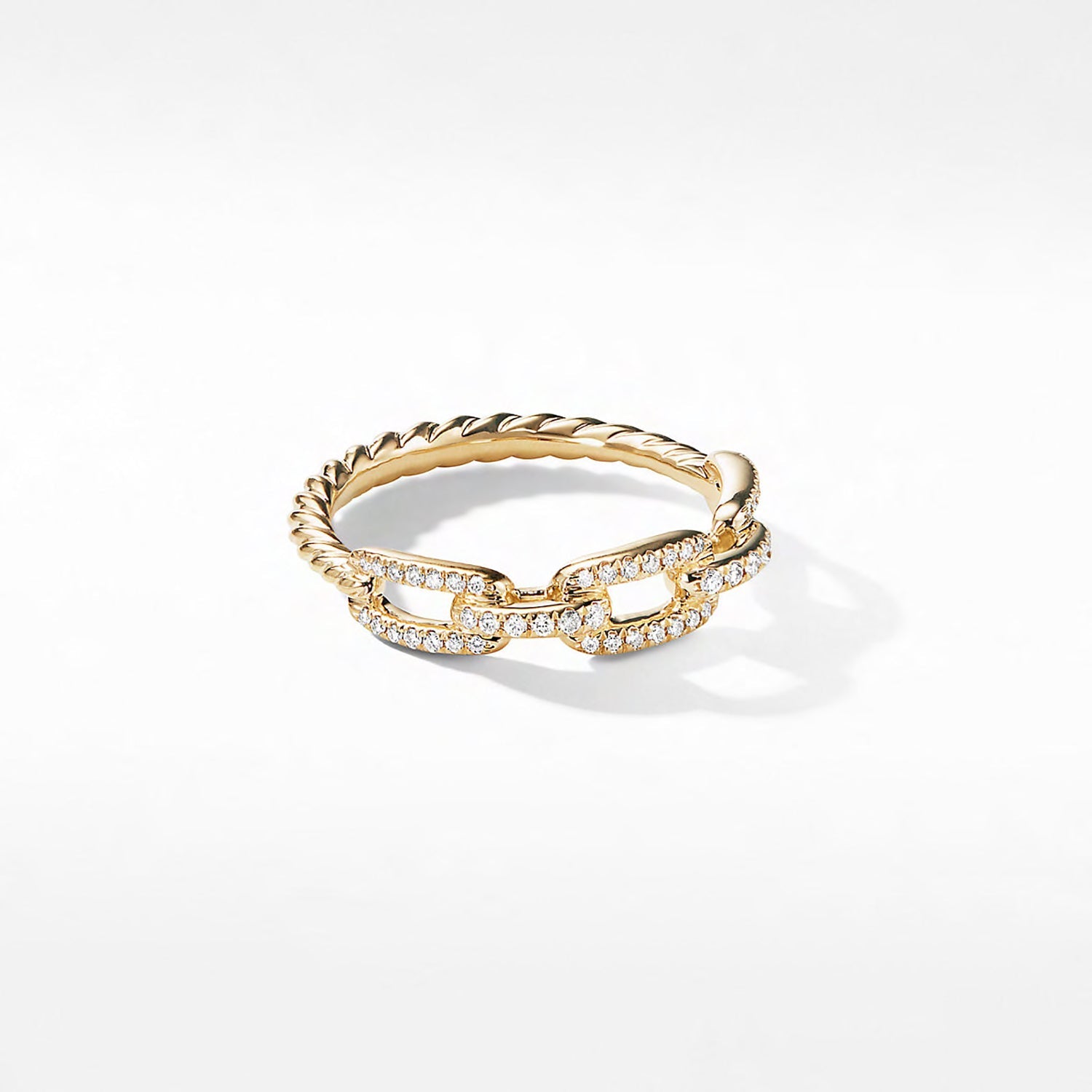Stax Single Row Pavé Chain Link Ring with Diamonds in 18K Gold, 4.5mm -6
