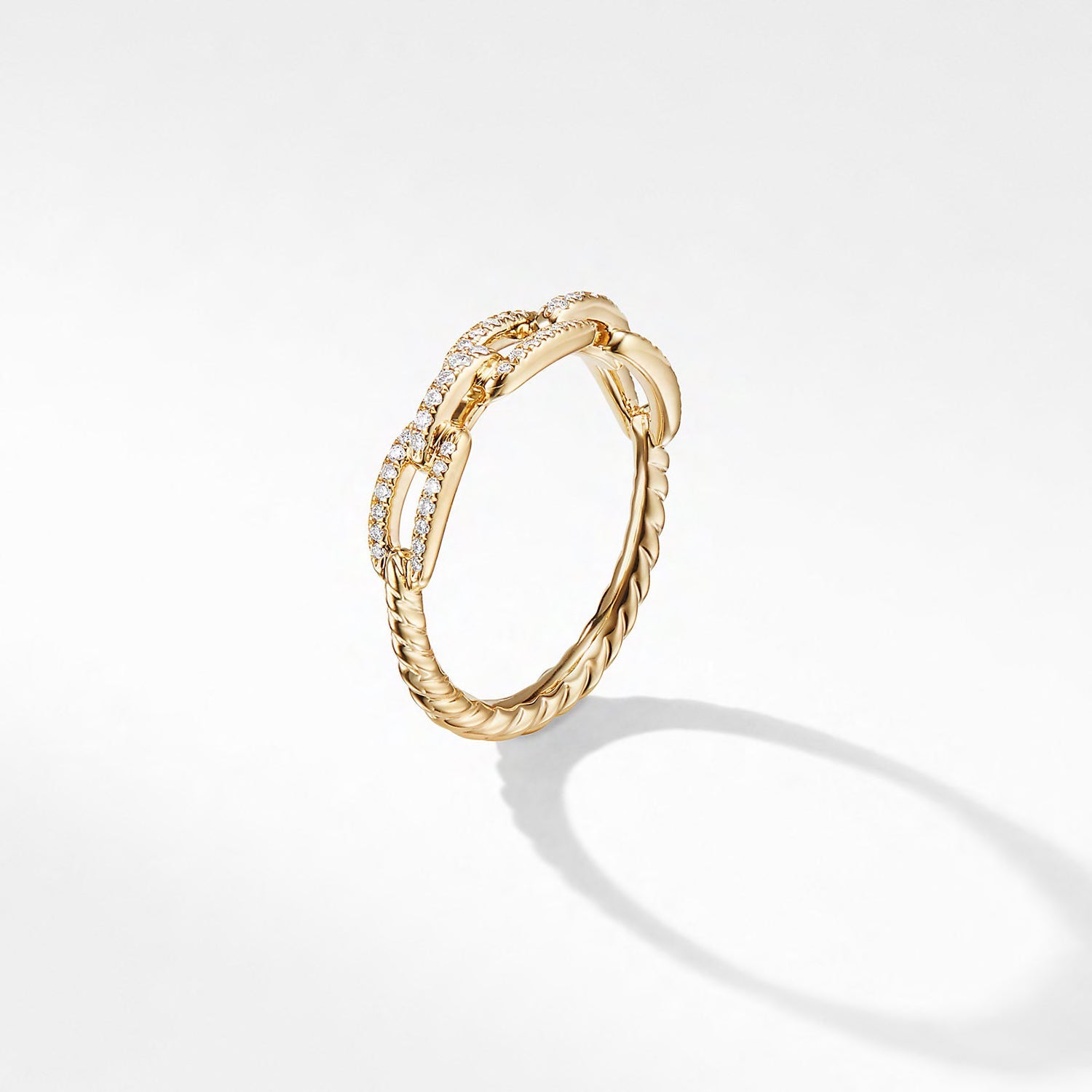 Stax Single Row Pavé Chain Link Ring with Diamonds in 18K Gold, 4.5mm -6