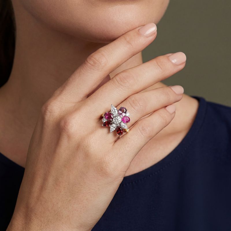 Coloured Tourmaline, Spinel, Sapphire, Garnet & Diamond Ring