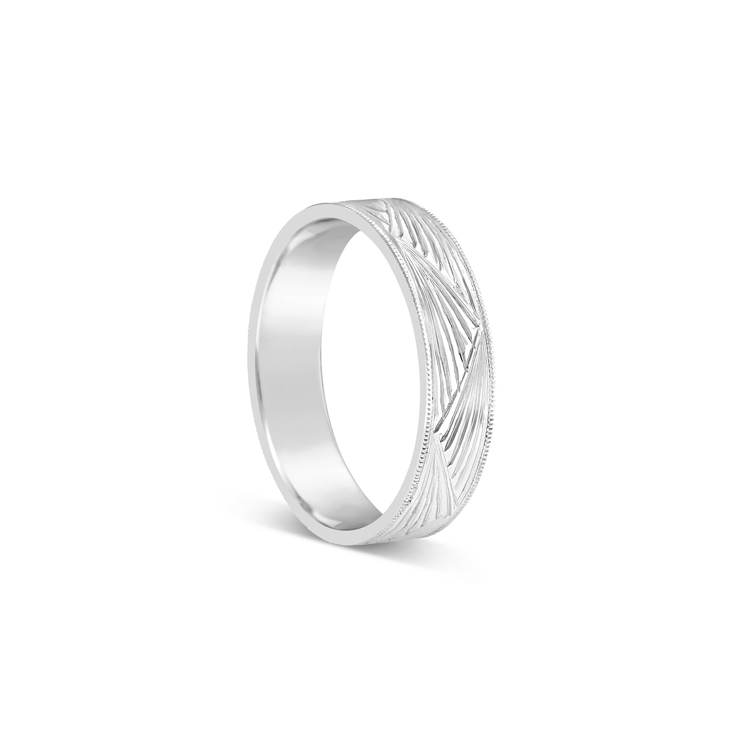 Art Deco Patterned Men's Wedding Ring white gold