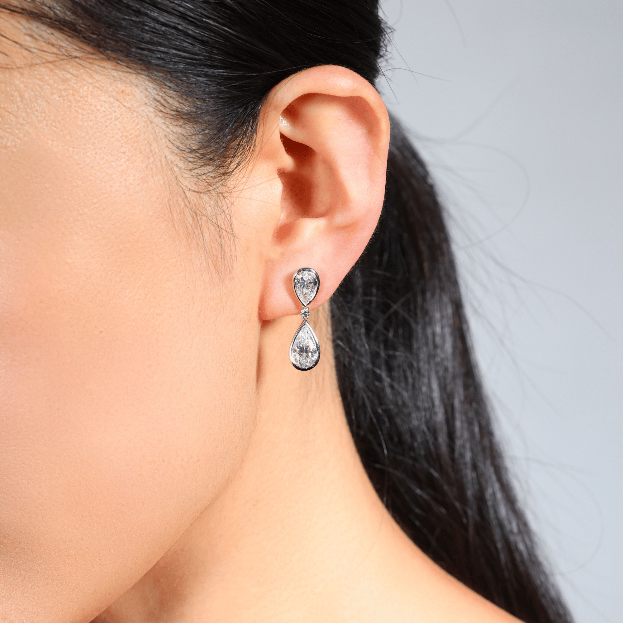 Pear Cut Diamond & Argyle Pink Diamond Drop Earrings