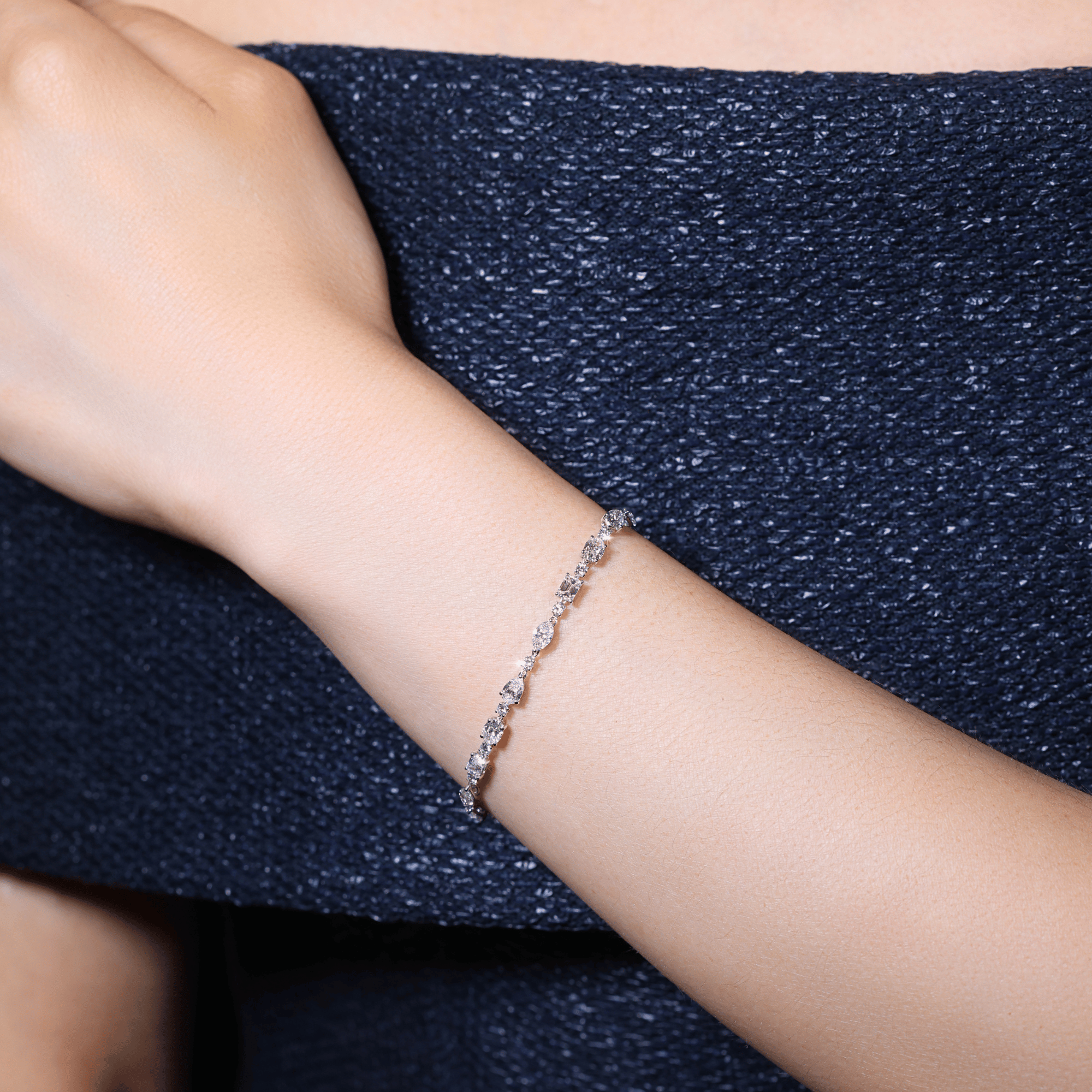 Indra Mixed Cut Lab Grown Diamond Tennis Bracelet