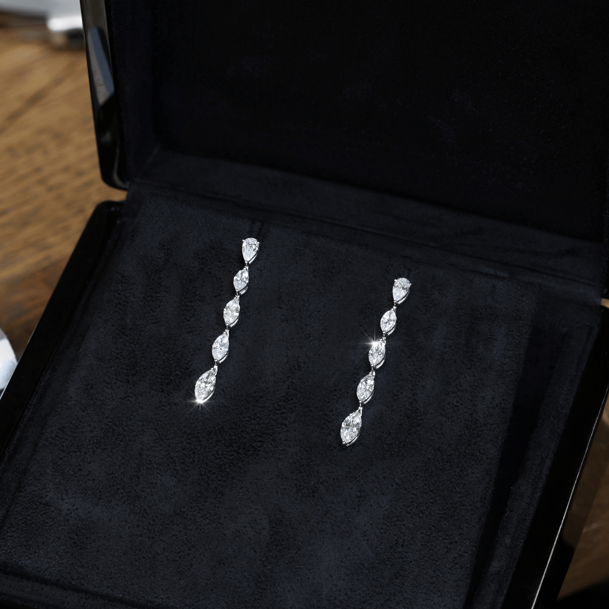 Indra Mixed Cut Diamond Drop Earrings