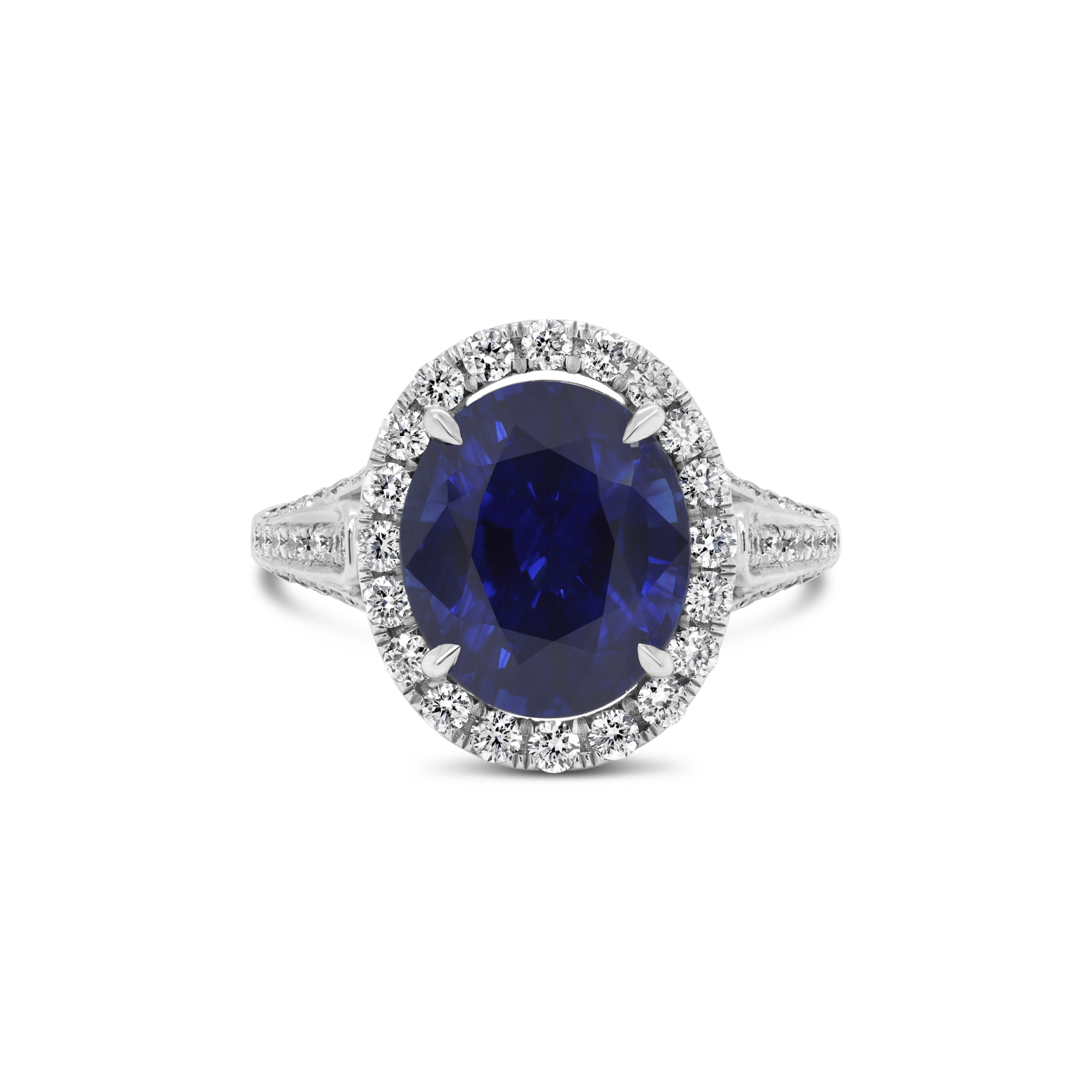Oval Cut Sri Lankan Blue Sapphire & Diamond Ring