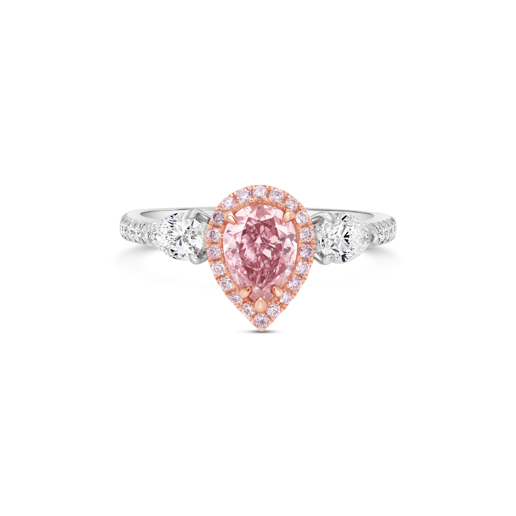 Pear Cut Argyle Pink Diamond & White Diamond Ring