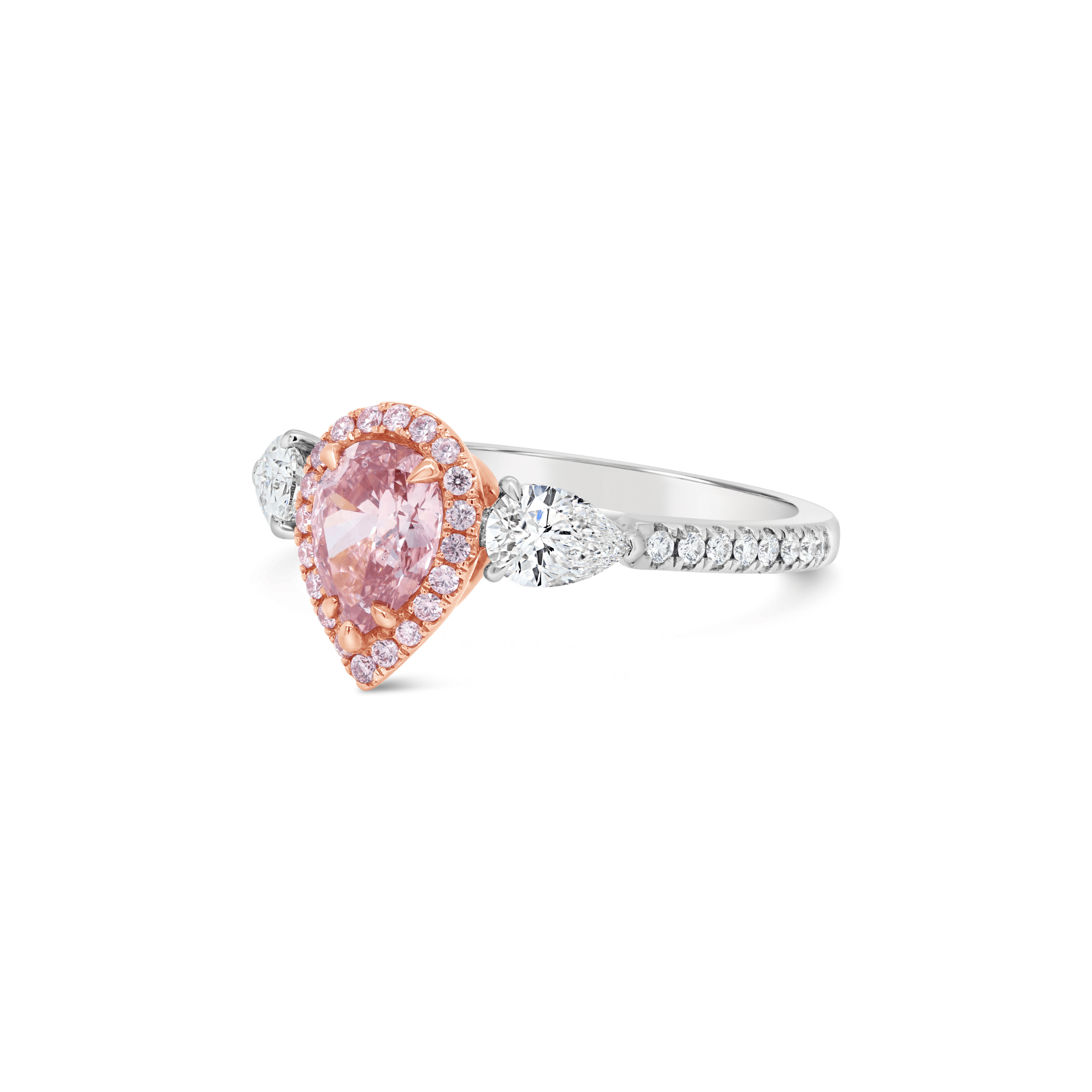 Pear Cut Argyle Pink Diamond & White Diamond Ring