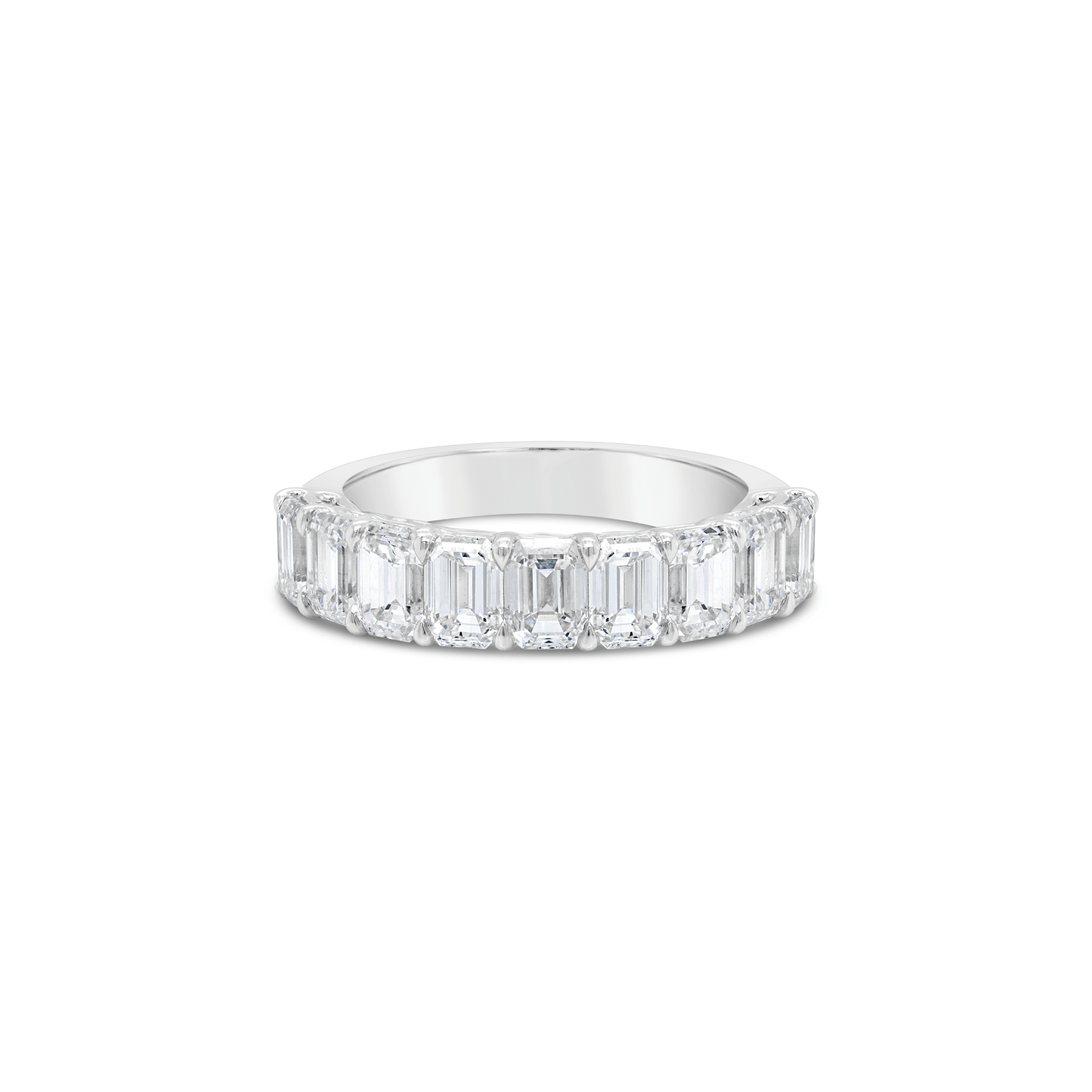 Eight Stone Emerald Cut Diamond Eternity Ring