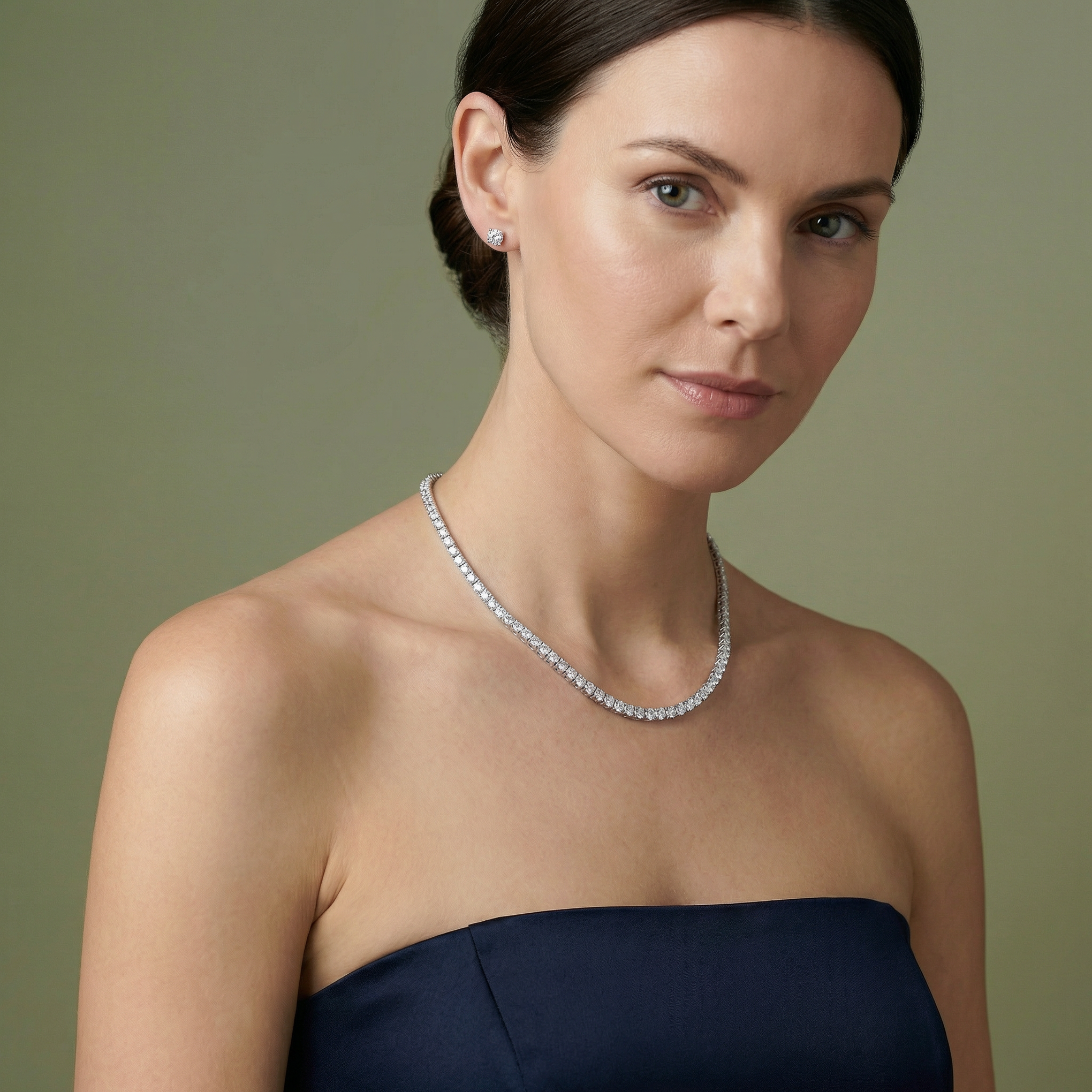 Lab Grown Diamond Tennis Necklace 18ct Rose Gold