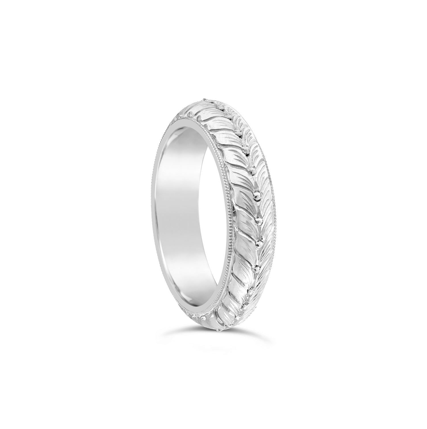 Art Deco pattern domed men's wedding ring