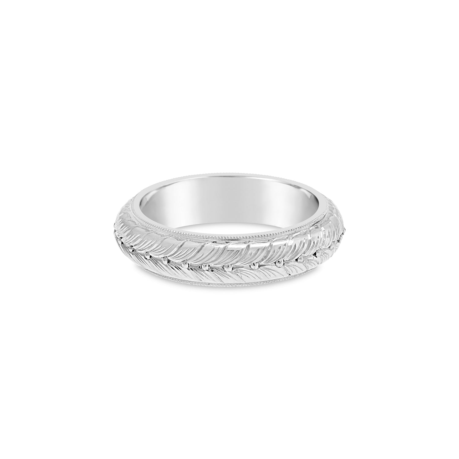 Art Deco pattern domed men's wedding ring
