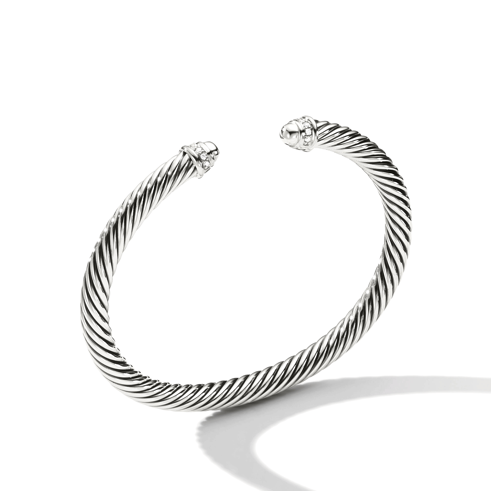 Classic Cable Bracelet in Sterling Silver with Diamonds