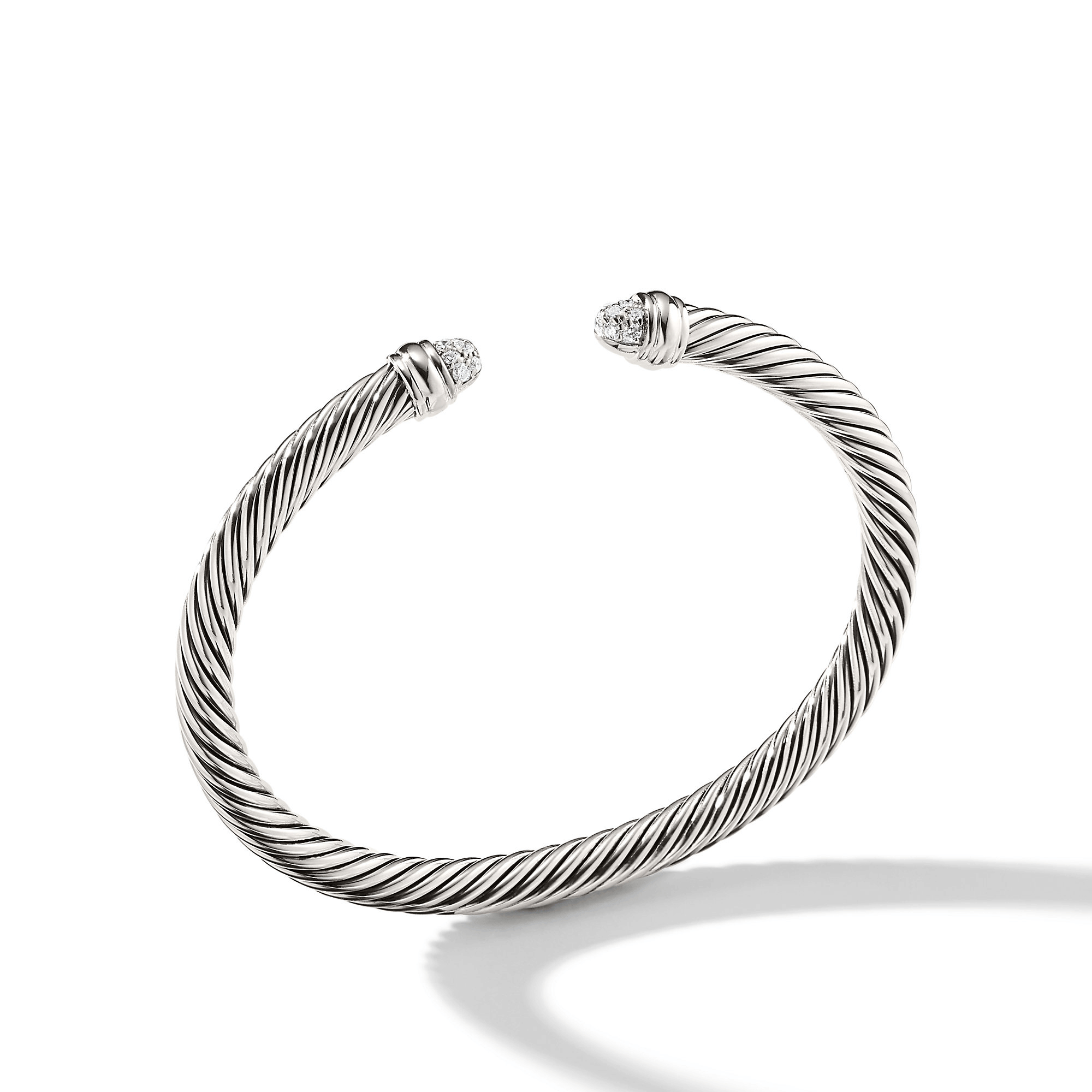 David Yurman Classic Cable Bracelet Sterling Silver with Pavé Diamond Domes