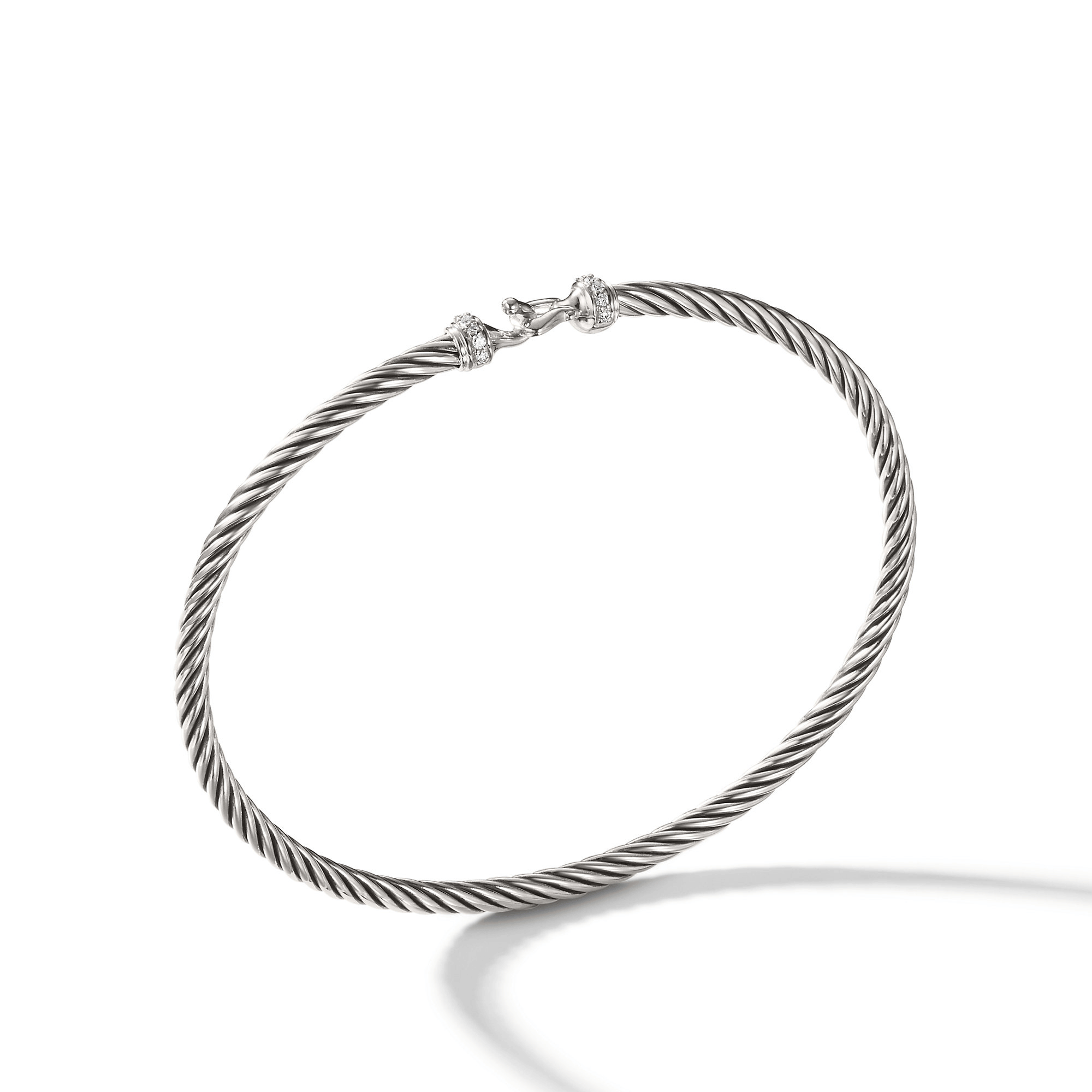 Buckle Bracelet in Sterling Silver with Pavé Diamonds