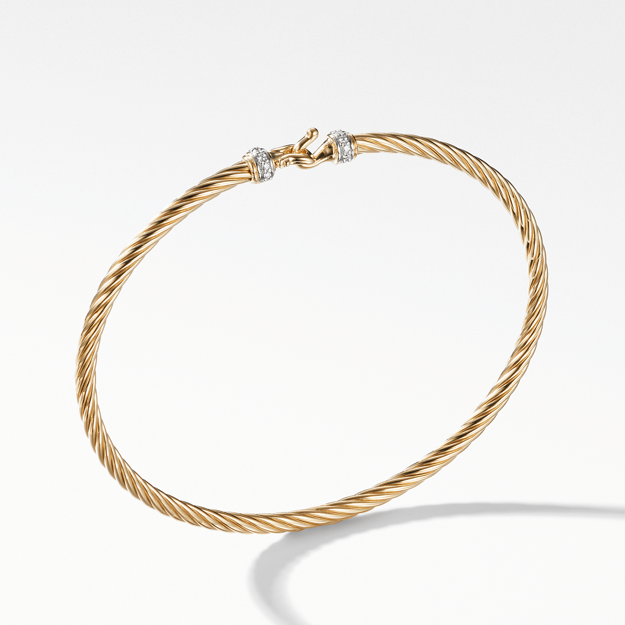 David Yurman Buckle Classic Cable Bracelet in 18ct Yellow Gold with Diamonds