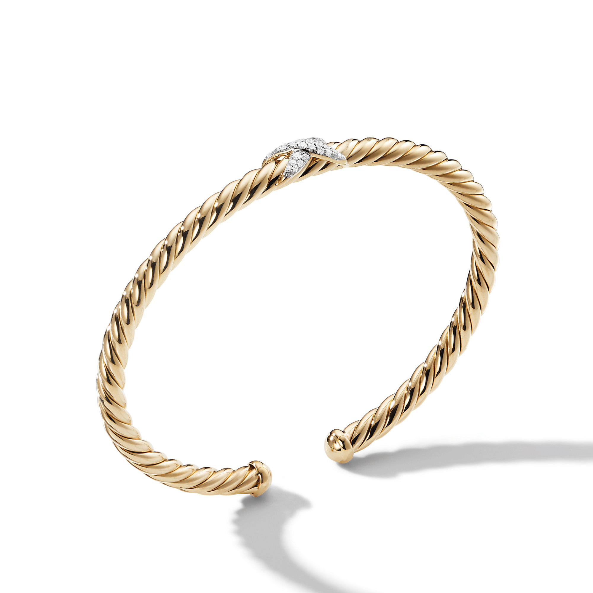 David Yurman X Cablespira® Station Bracelet 18ct Yellow Gold with Pavé Diamonds