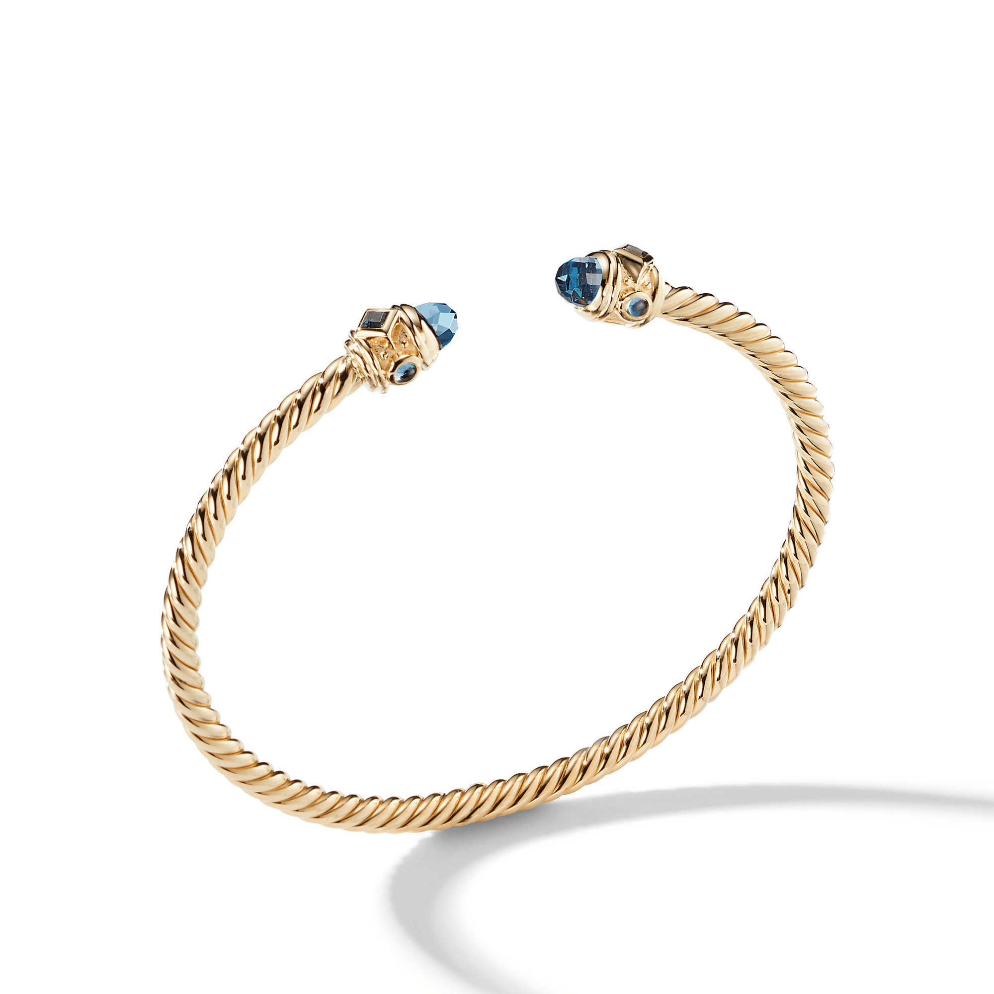 David Yurman Renaissance® Cablespira Bracelet 18ct Yellow Gold with Hampton Blue Topaz