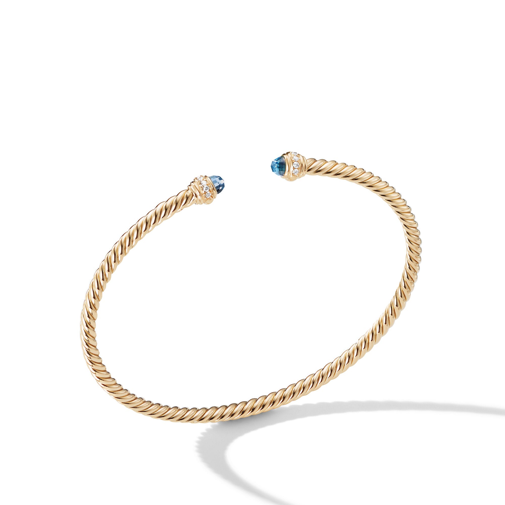 Cablespira® Bracelet in 18ct Yellow Gold with Hampton Blue Topaz and Pavé Diamonds