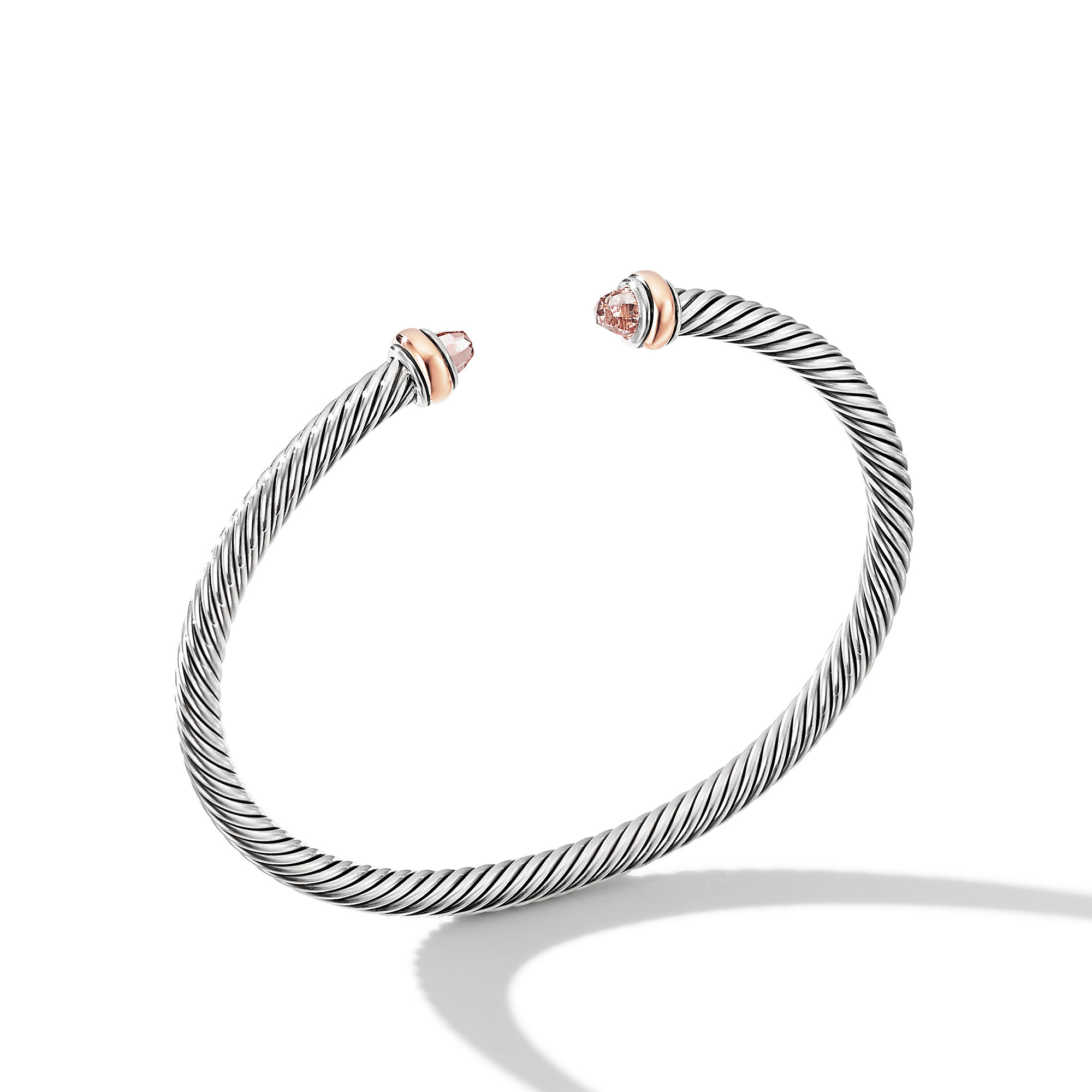 David Yurman Classic Cable Bracelet Sterling Silver with 18ct Rose Gold and Morganite
