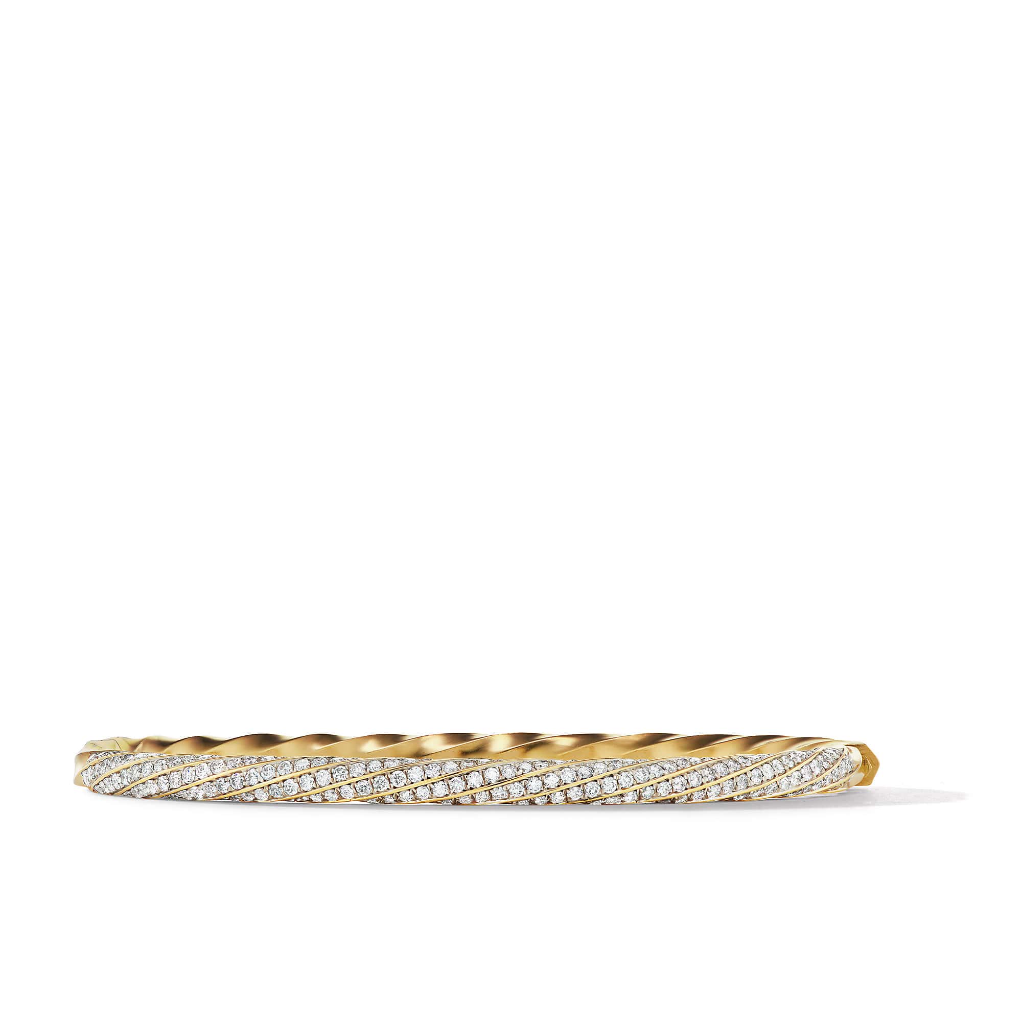 Cable Edge Bracelet in Recycled 18ct Yellow Gold with Full Pavé Diamonds - Size M