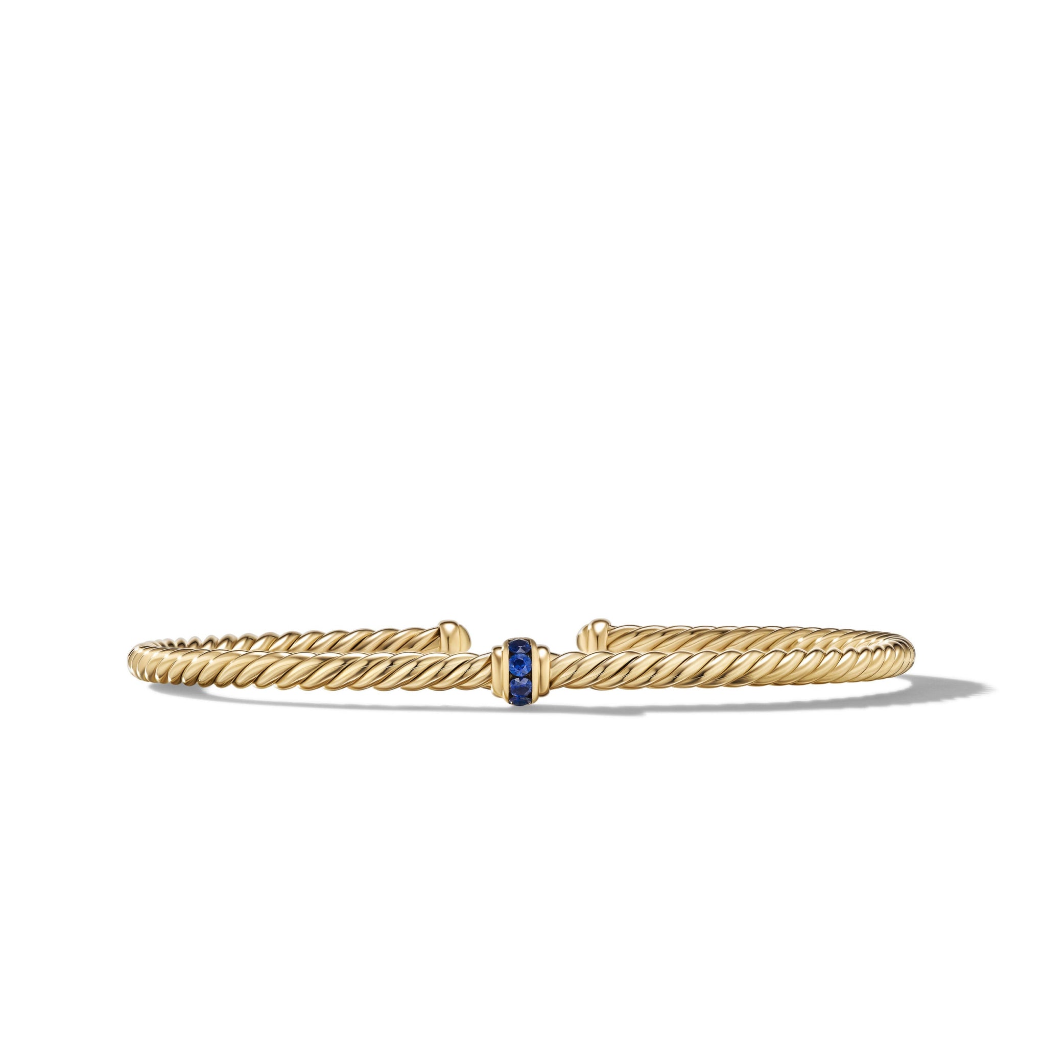 Cable Classics Center Station Bracelet in 18ct Yellow Gold with Pavé Blue Sapphires
