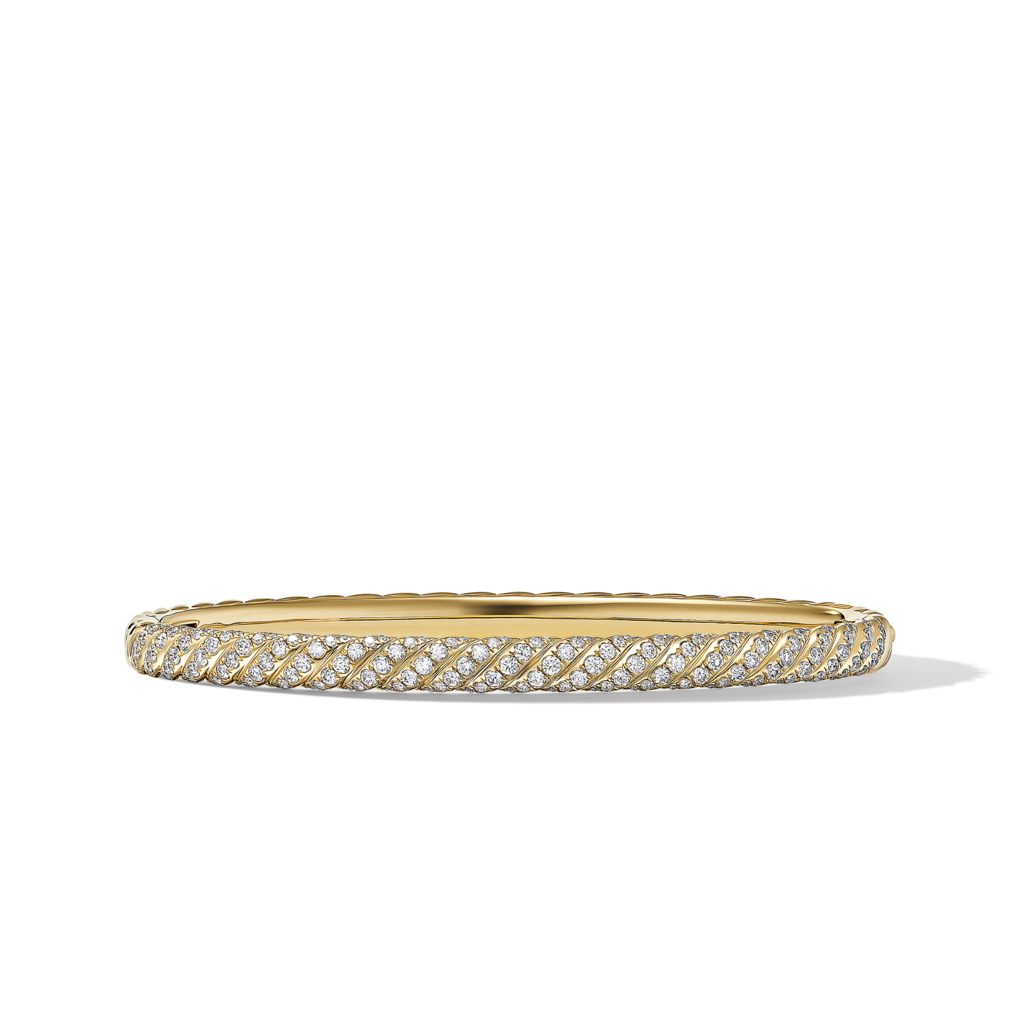 David Yurman Sculpted Cable Bangle Bracelet in 18ct Yellow Gold with Diamonds
