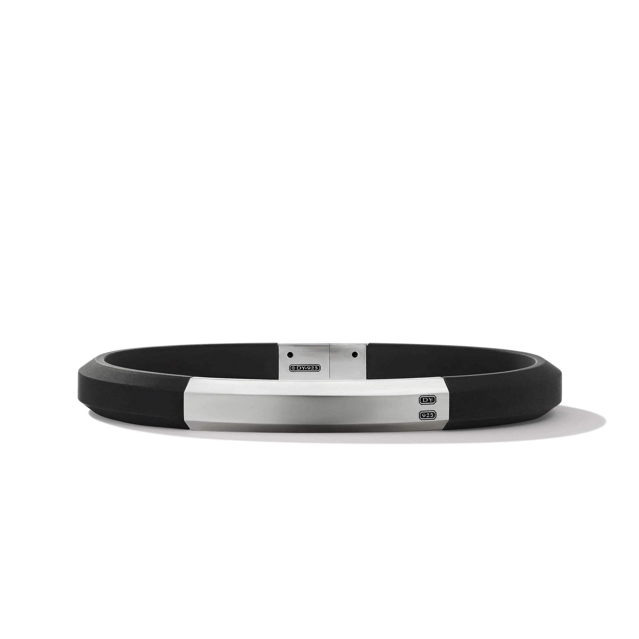STREAMLINE® ID BLACK RUBBER BRACELET WITH STERLING SILVER