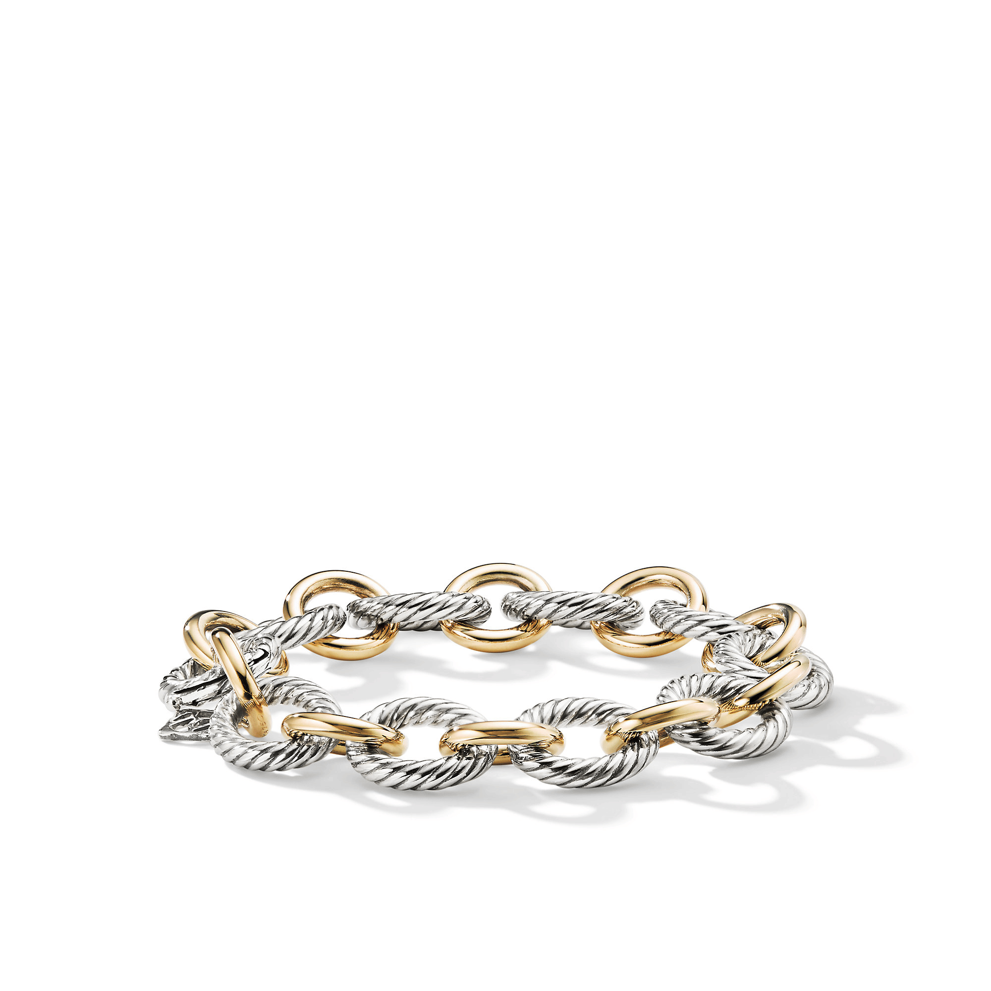 David Yurman Link Chain Bracelet 18ct Yellow Gold and Sterling Silver