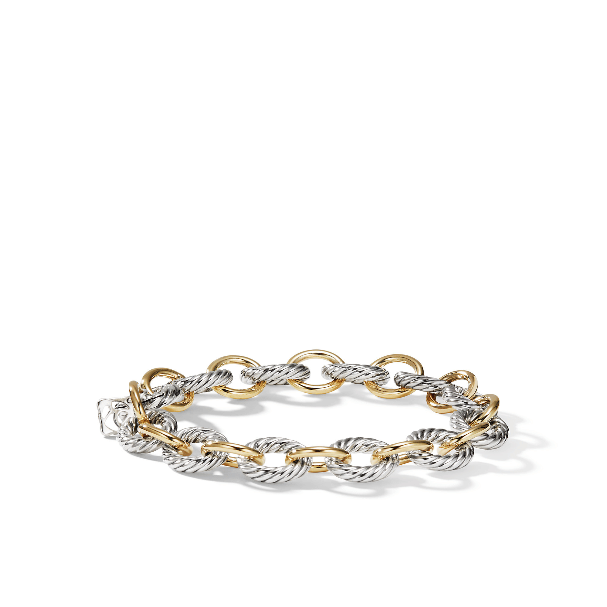 David Yurman Oval Link Chain Bracelet 18ct Yellow Gold Sterling Silver
