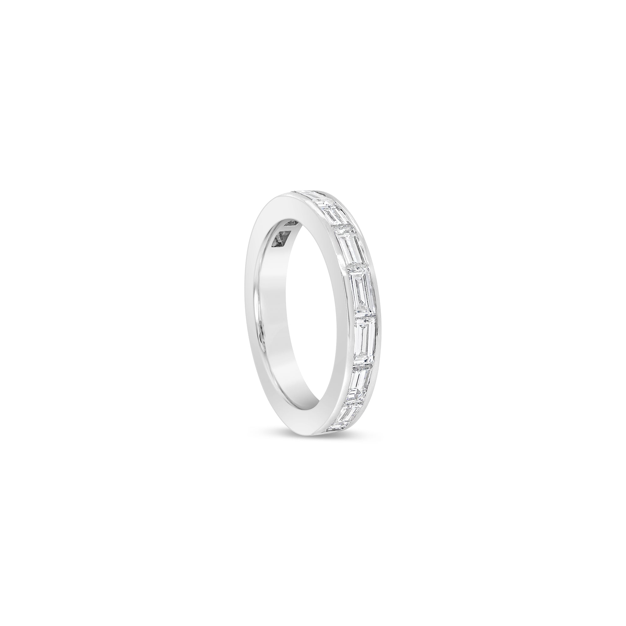 Channel-Set Baguette Cut Diamond Ring White Gold