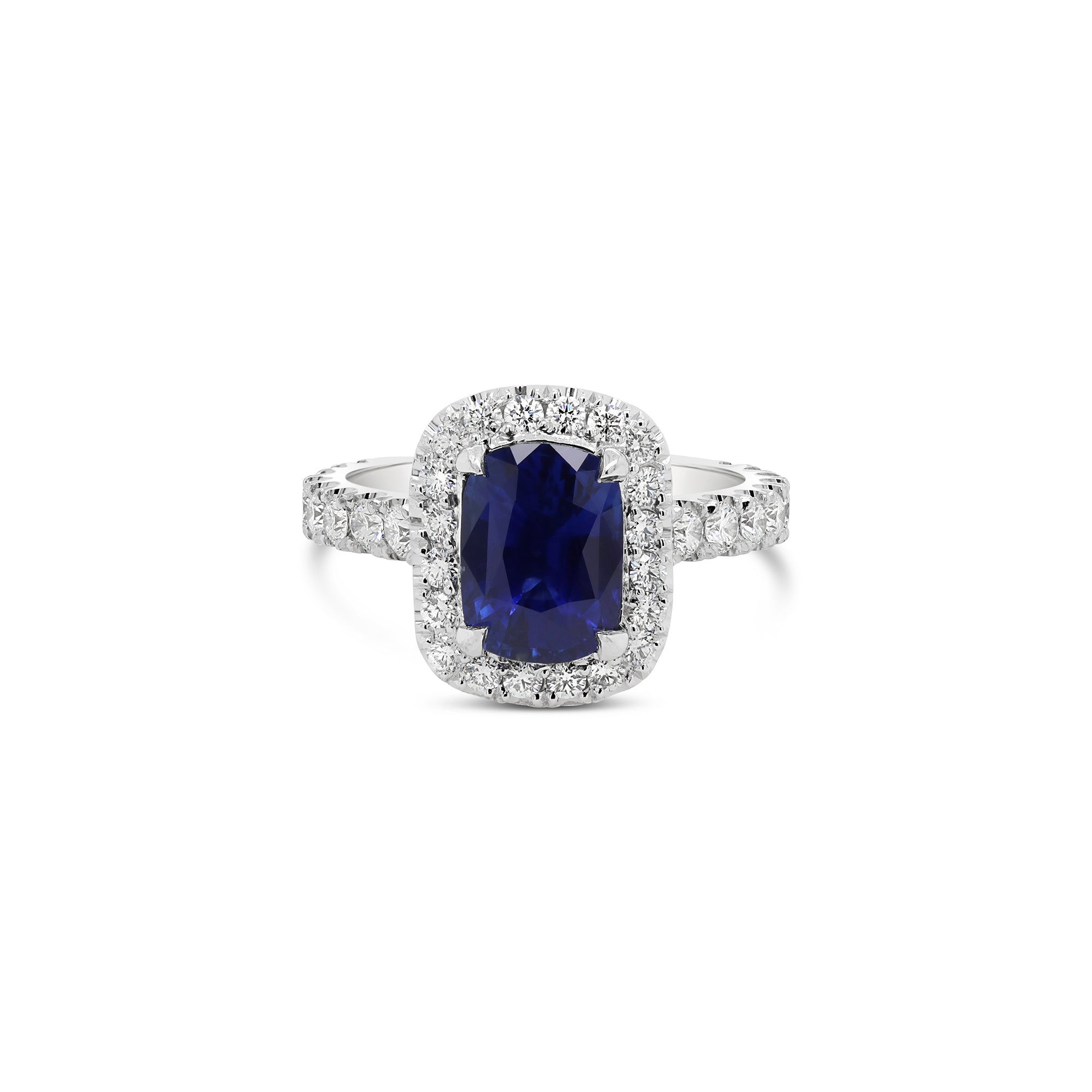 Burmese Sapphire & Round Brilliant Cut Diamond Engagement Ring