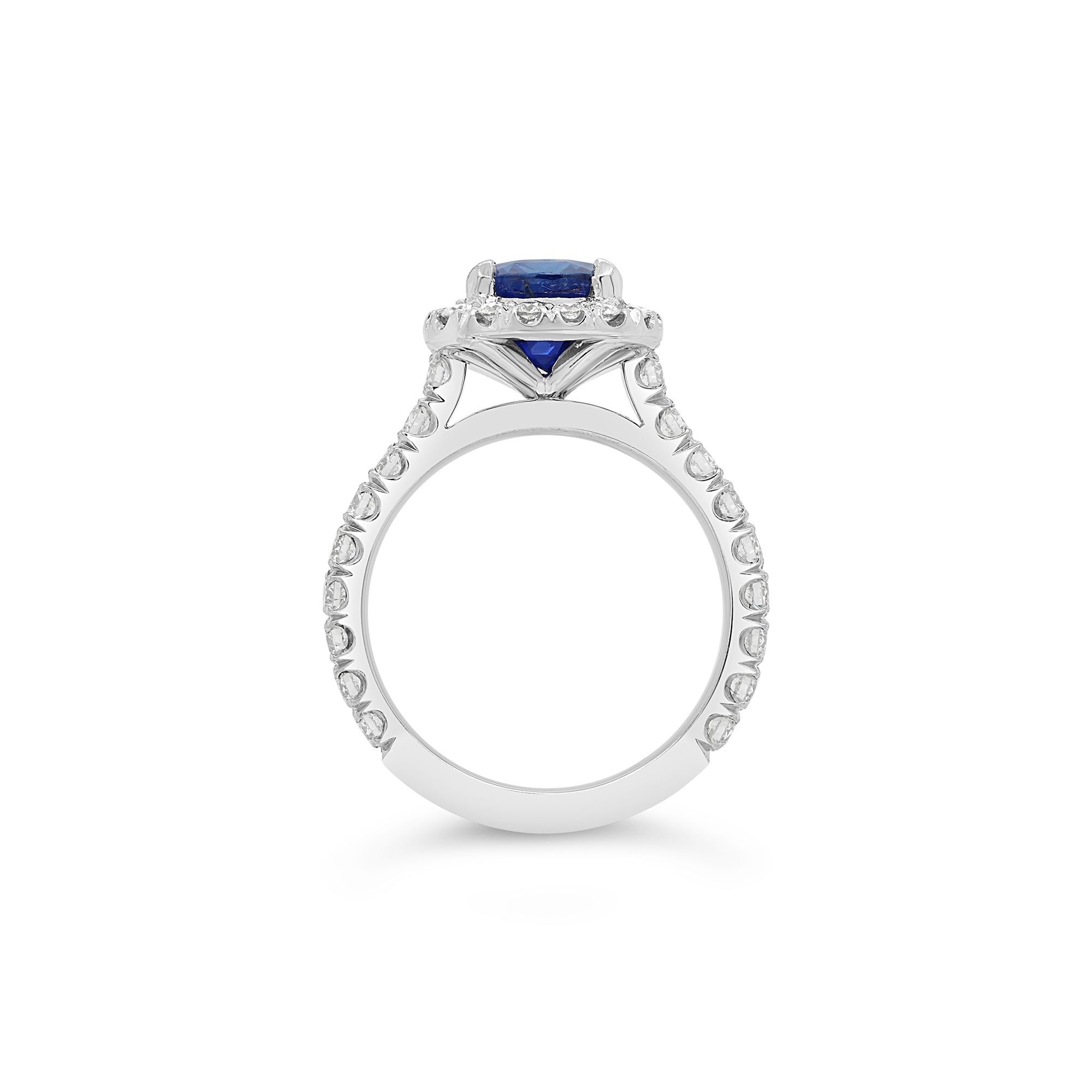 Burmese Sapphire & Round Brilliant Cut Diamond Engagement Ring