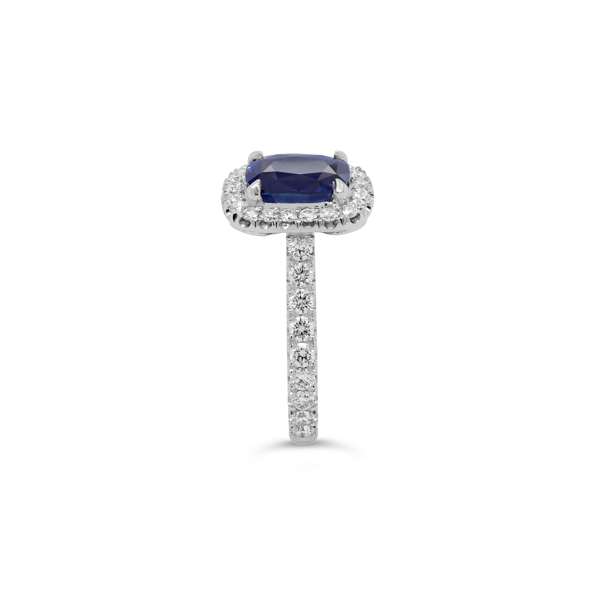 Burmese Sapphire & Round Brilliant Cut Diamond Engagement Ring