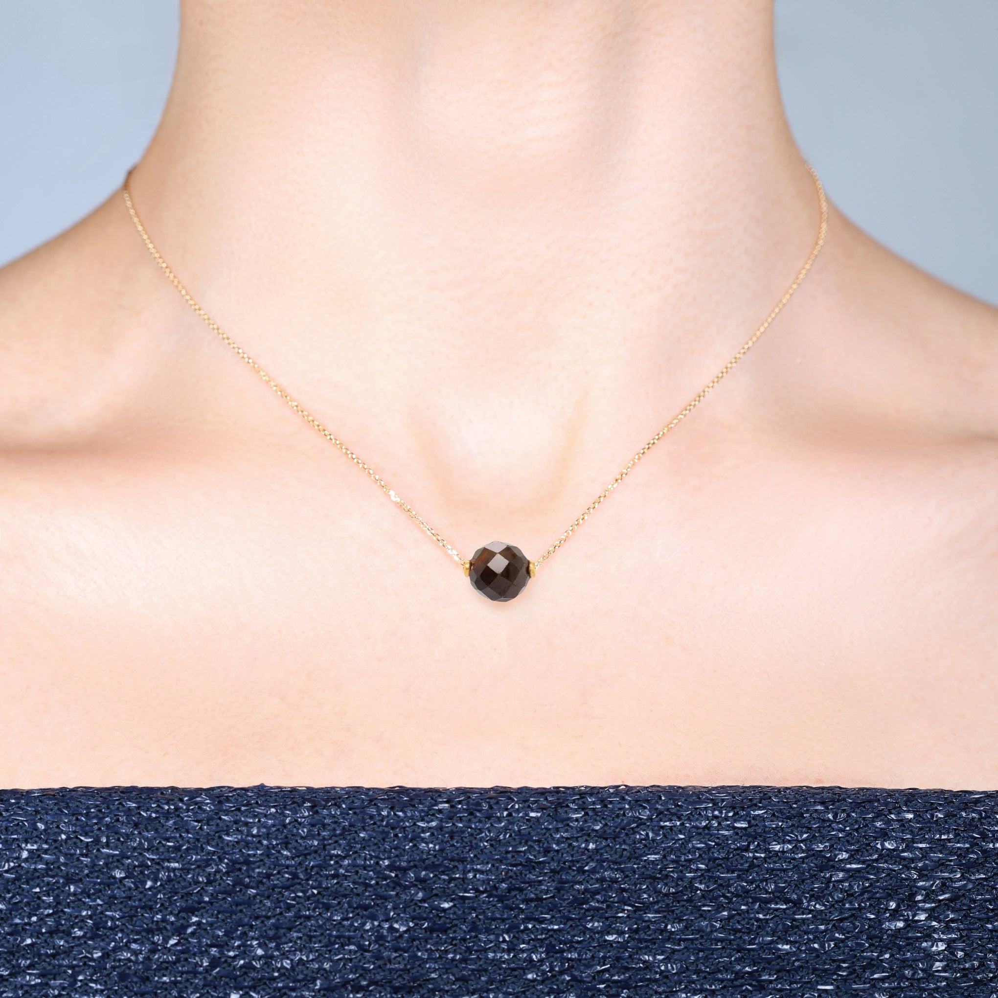 Faceted Brown Sapphire Gemstone Necklace