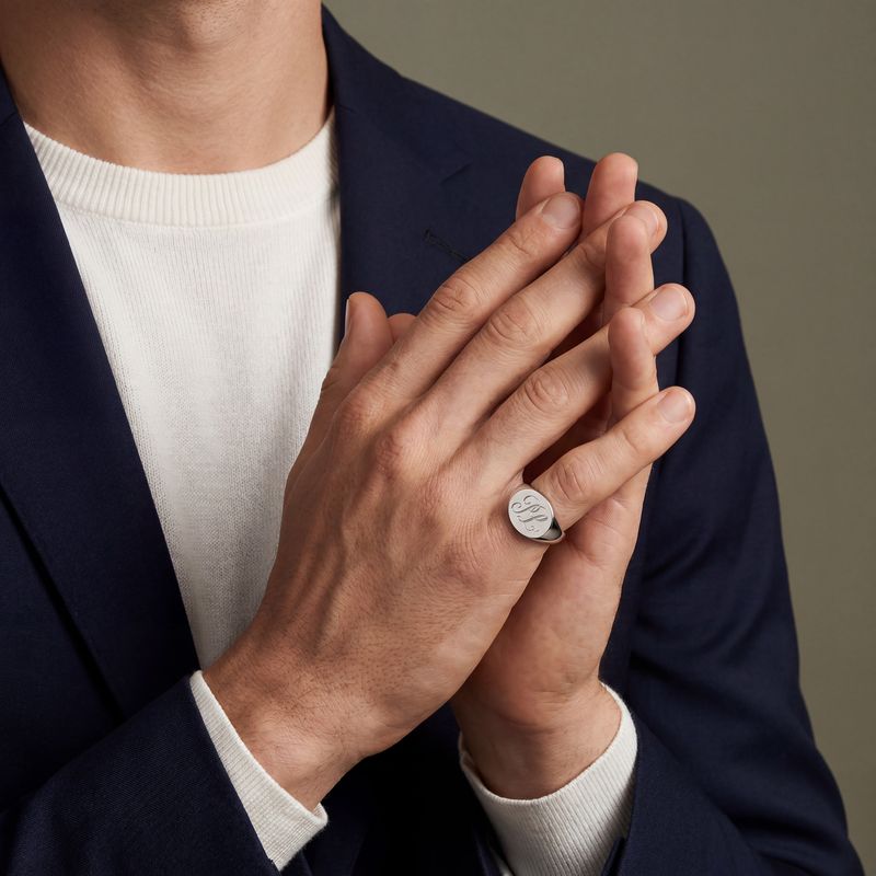 Landscape Oval Gold Signet Ring
