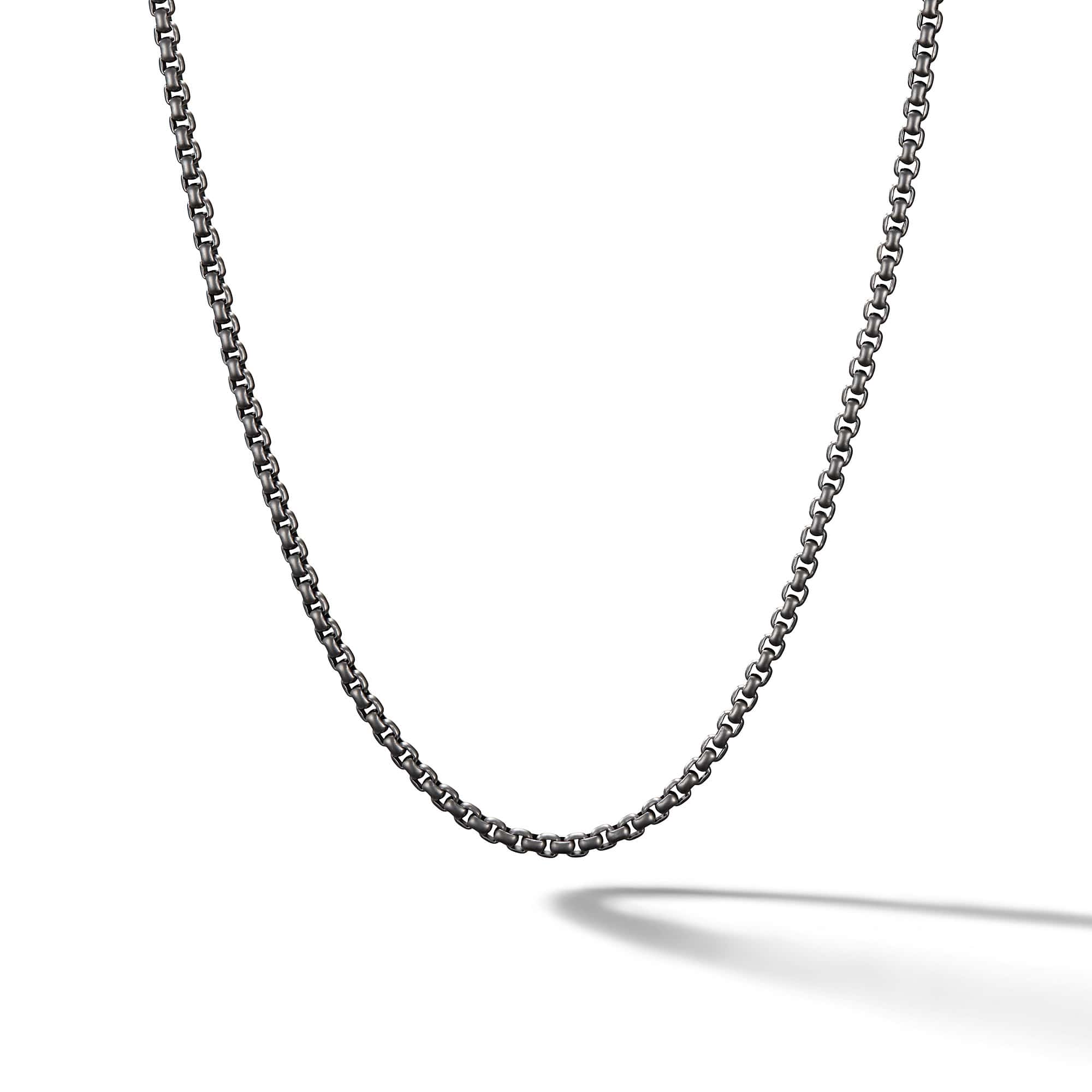 Box Chain Necklace In Darkened Stainless Steel, 2.7mm
