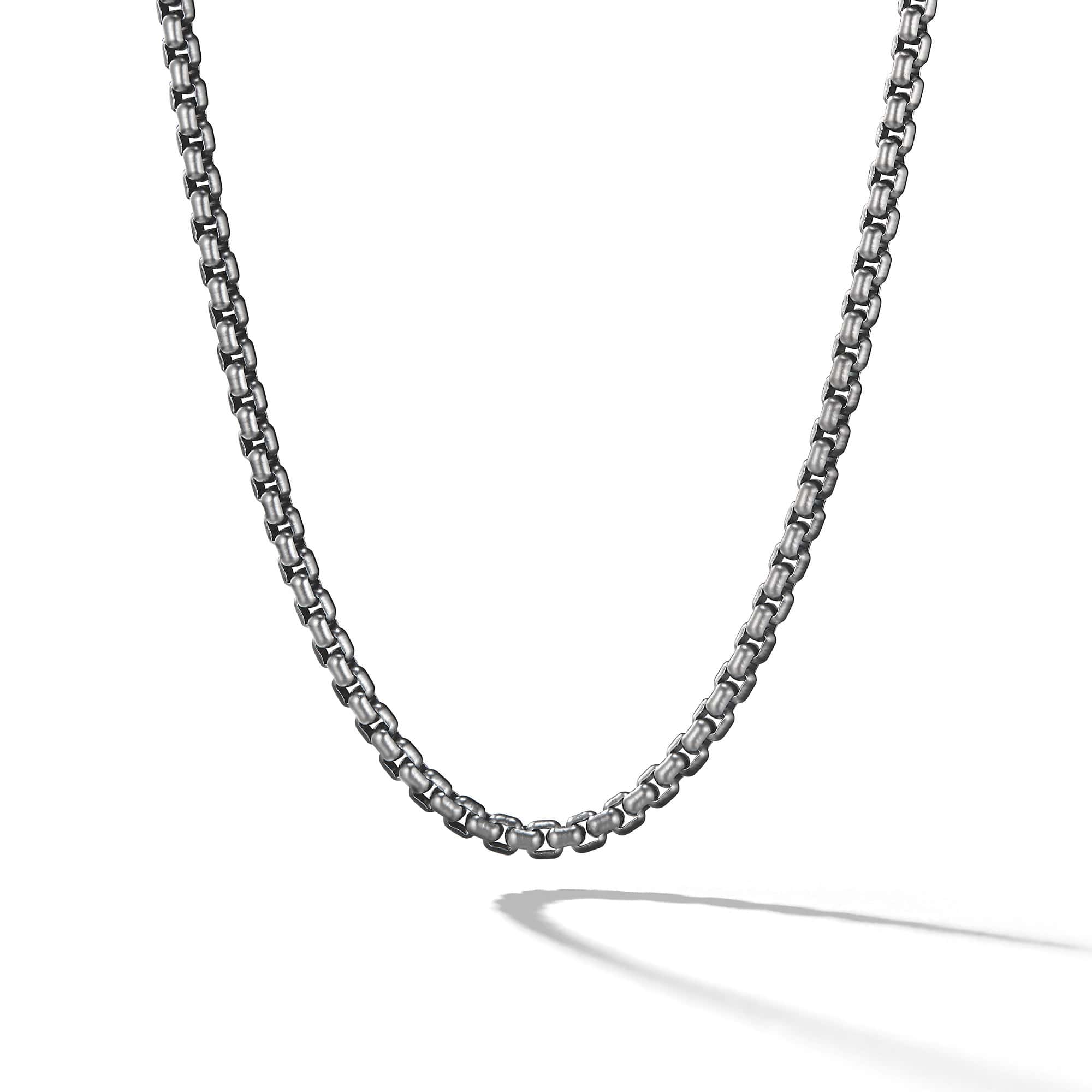 Box Chain Necklace In Darkened Stainless Steel, 4mm