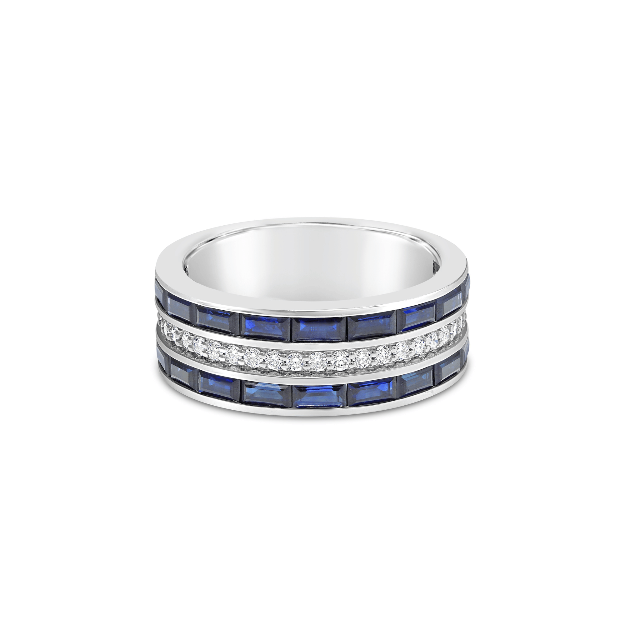 Channel Set Sapphire & Diamond Wedding Ring