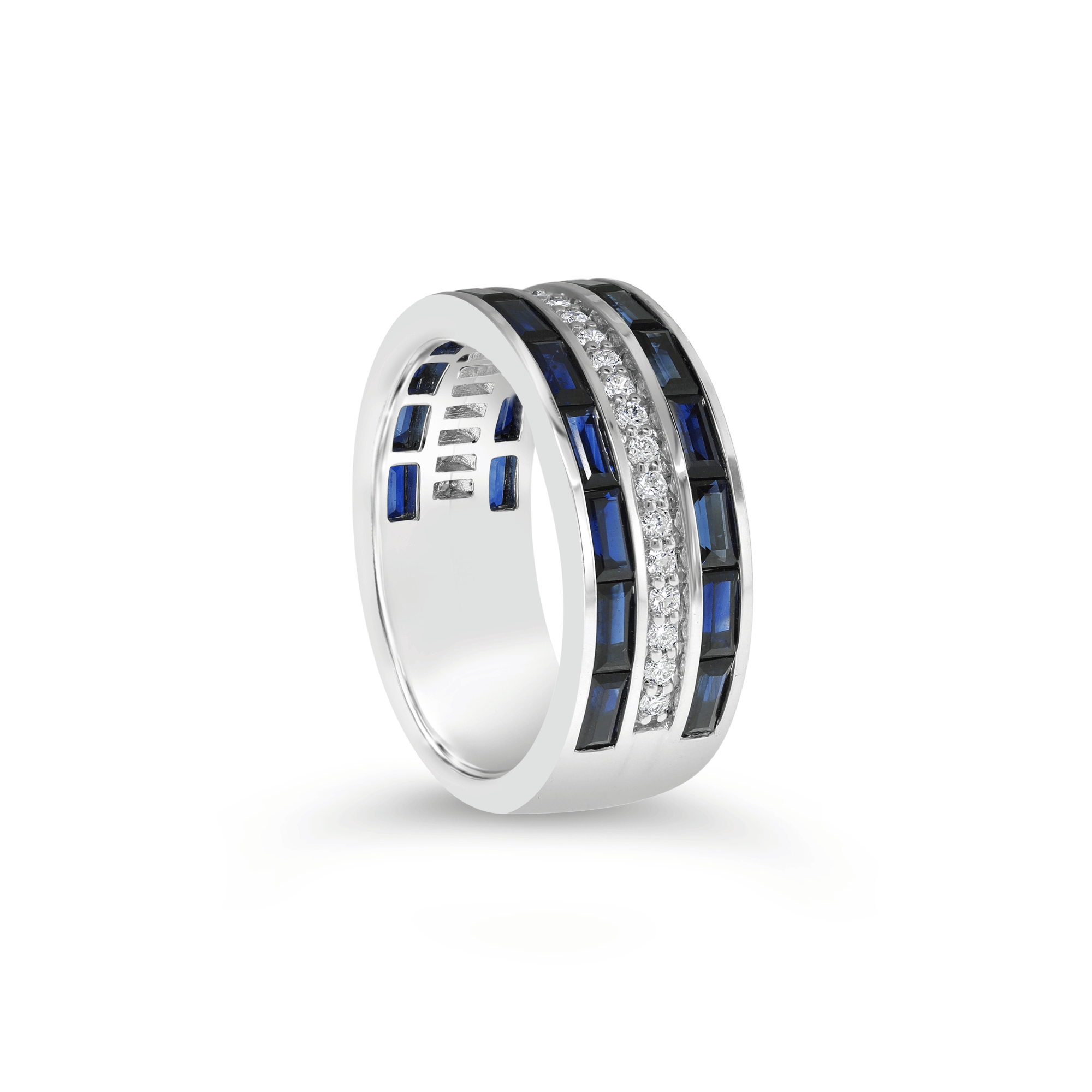 Channel Set Sapphire & Diamond Wedding Ring