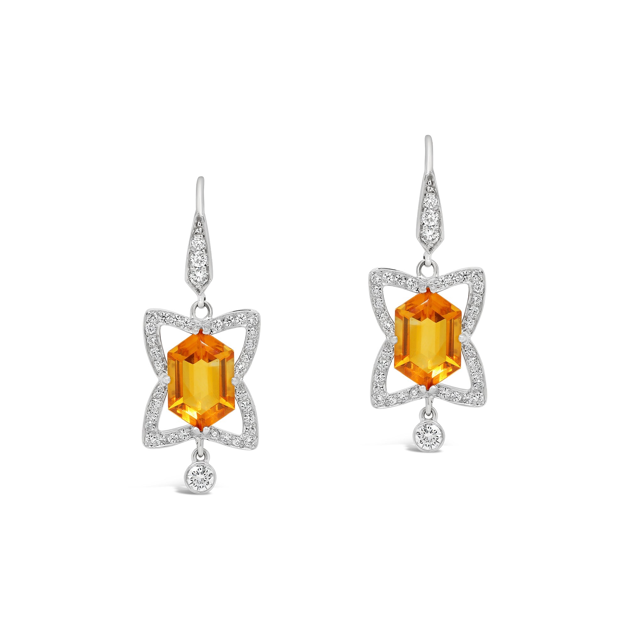 Citrine & Diamond Drop Earrings