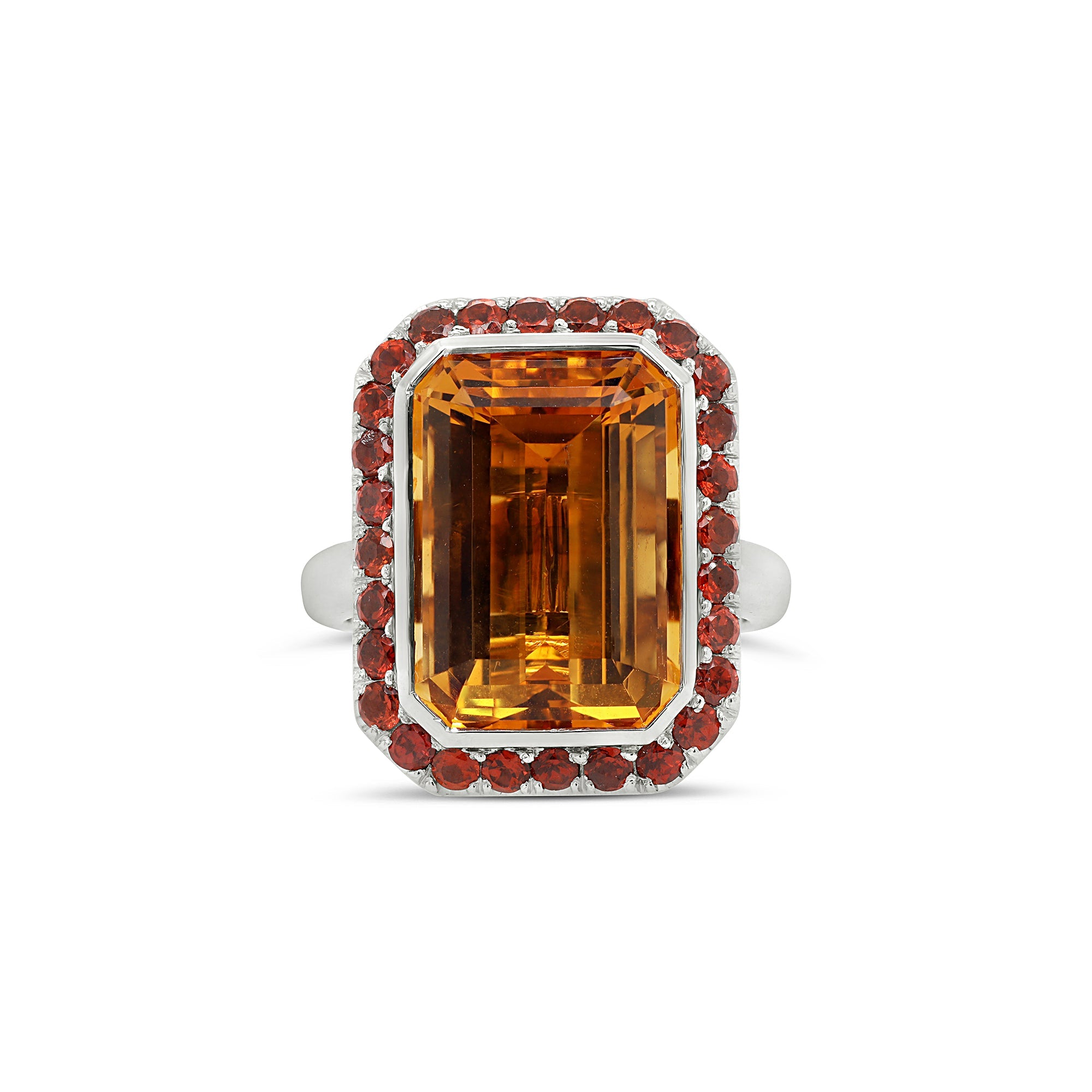 Citrine & Garnet Colour Block Cocktail Ring
