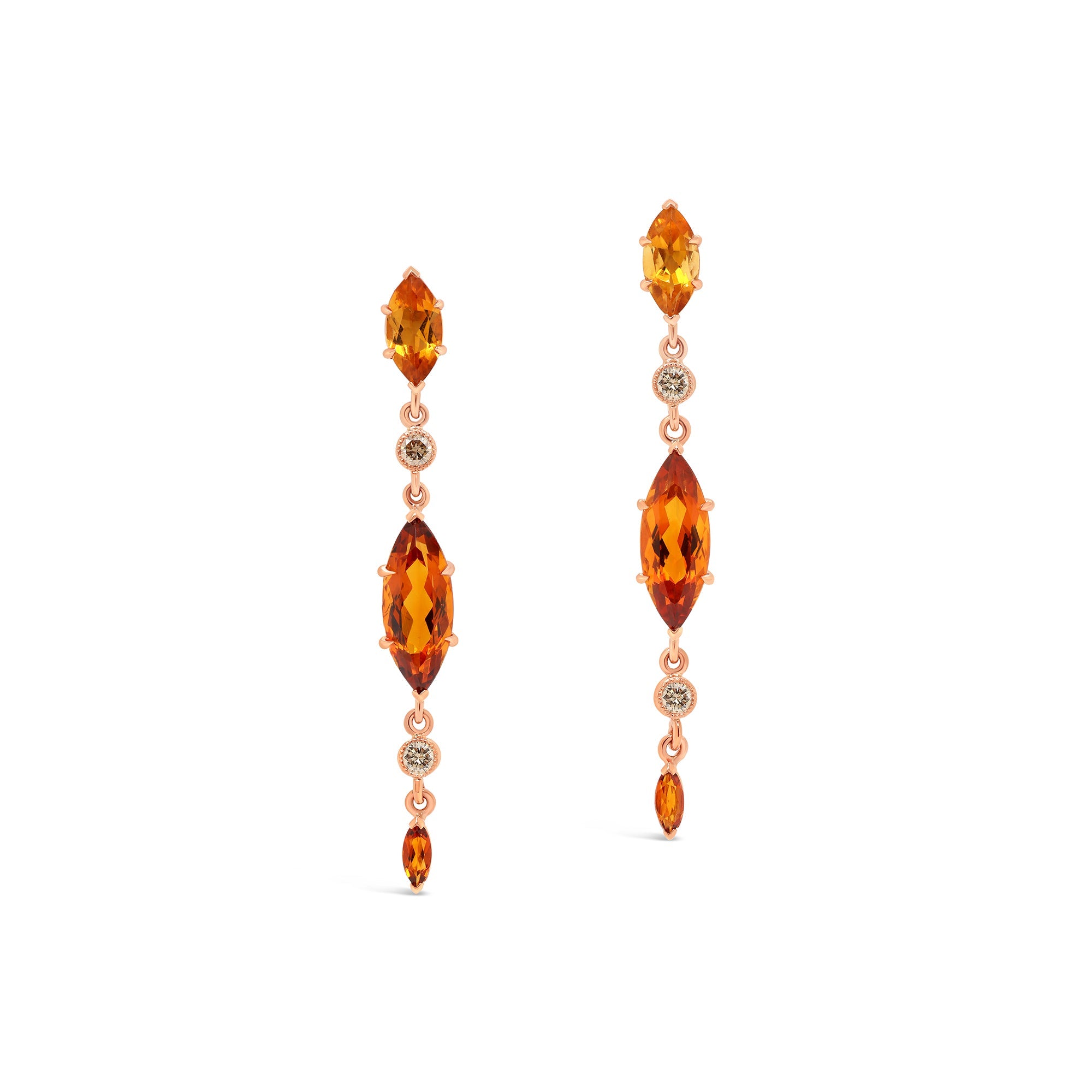 Citrine & Cognac Diamond Drop Earrings