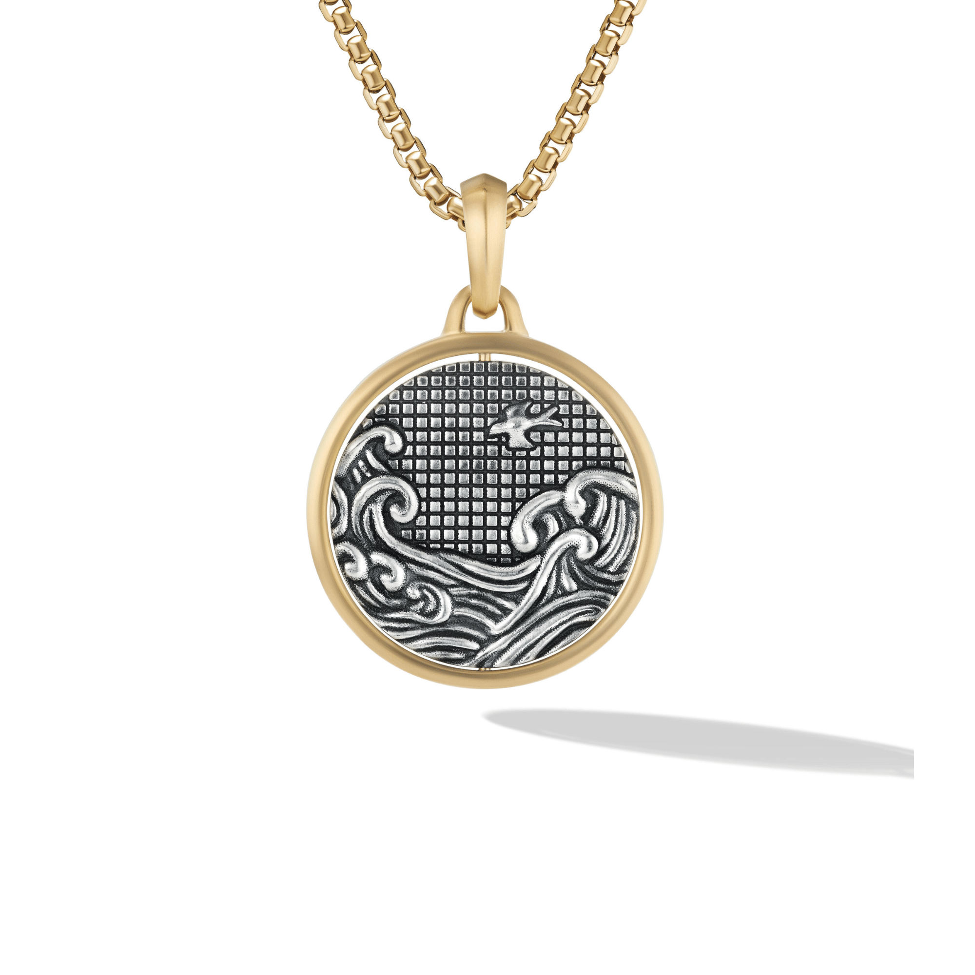 Water And Fire Duality Amulet In Sterling Silver With 18ct Yellow Gold