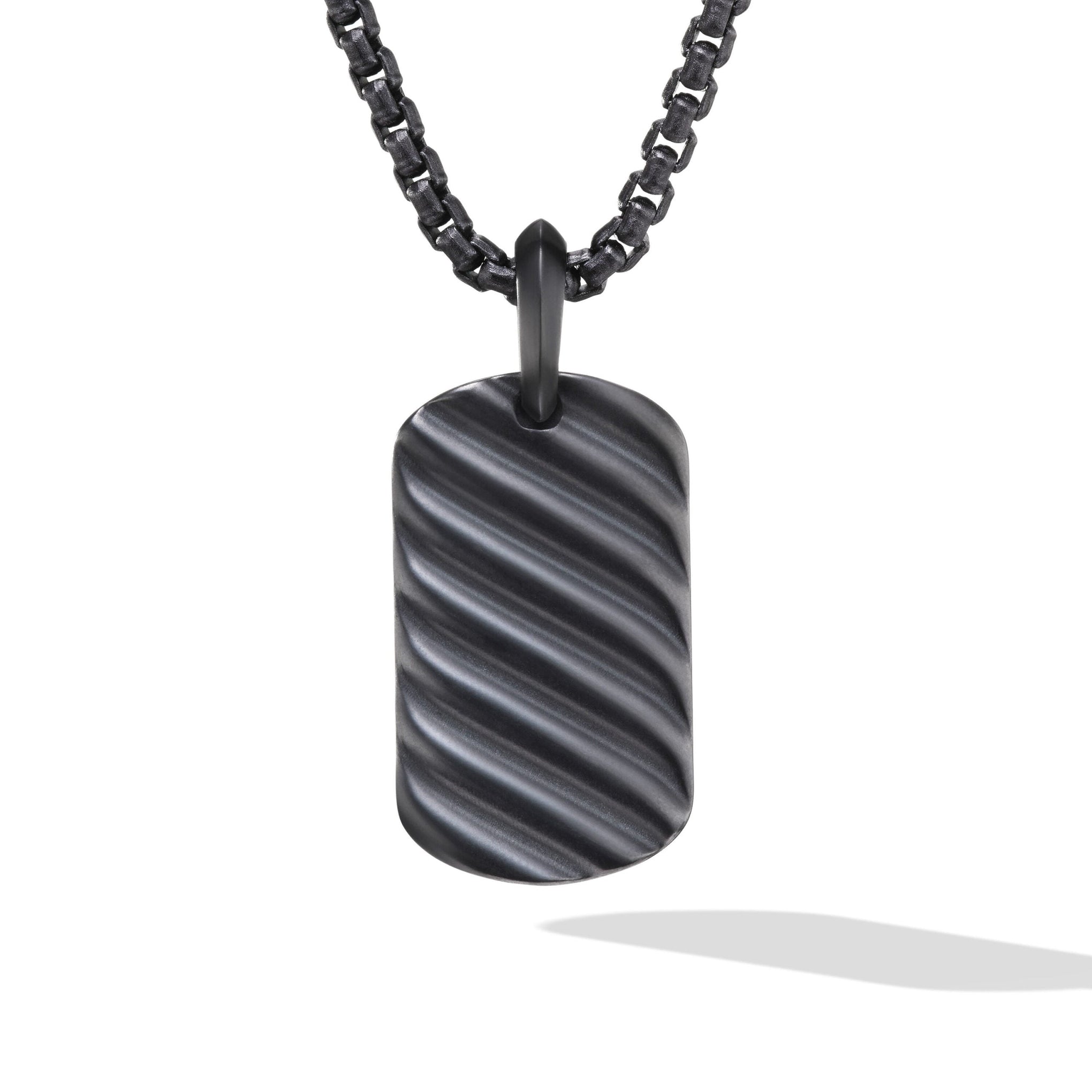SCUPLTED CABLE TAG IN BLACK TITANIUM