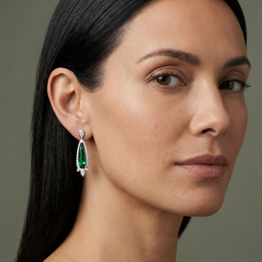 Manhattan Collection Green Tourmaline & Mixed-Cut Diamond Drop Earrings