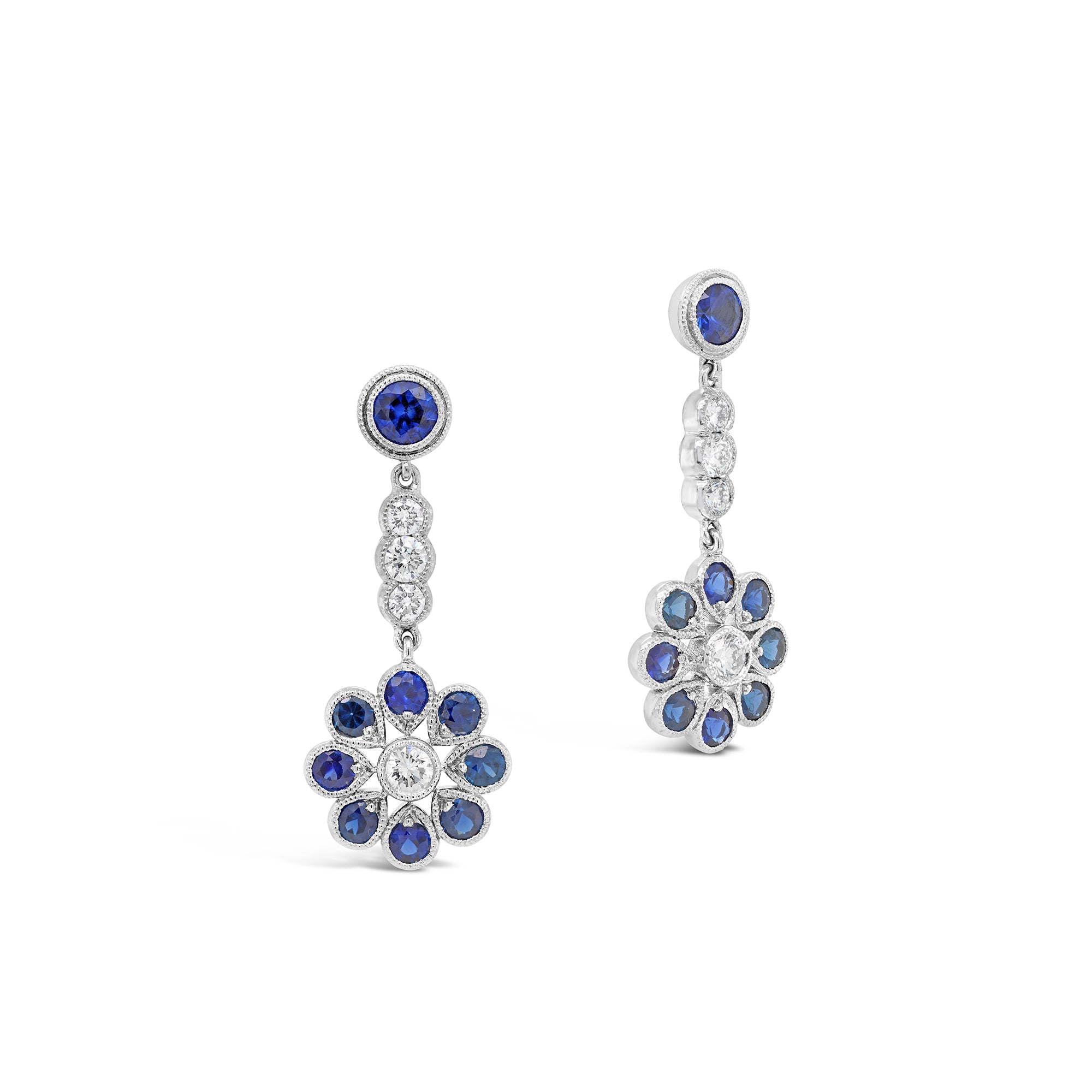 Ceylon Sapphire & Diamond Drop Earrings