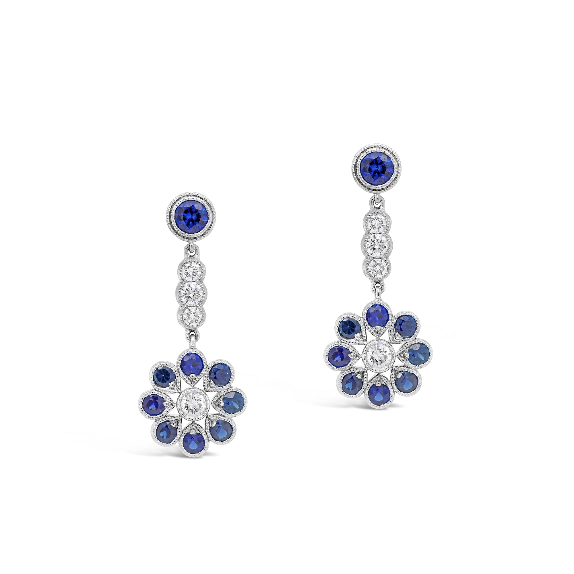 Ceylon Sapphire & Diamond Drop Earrings