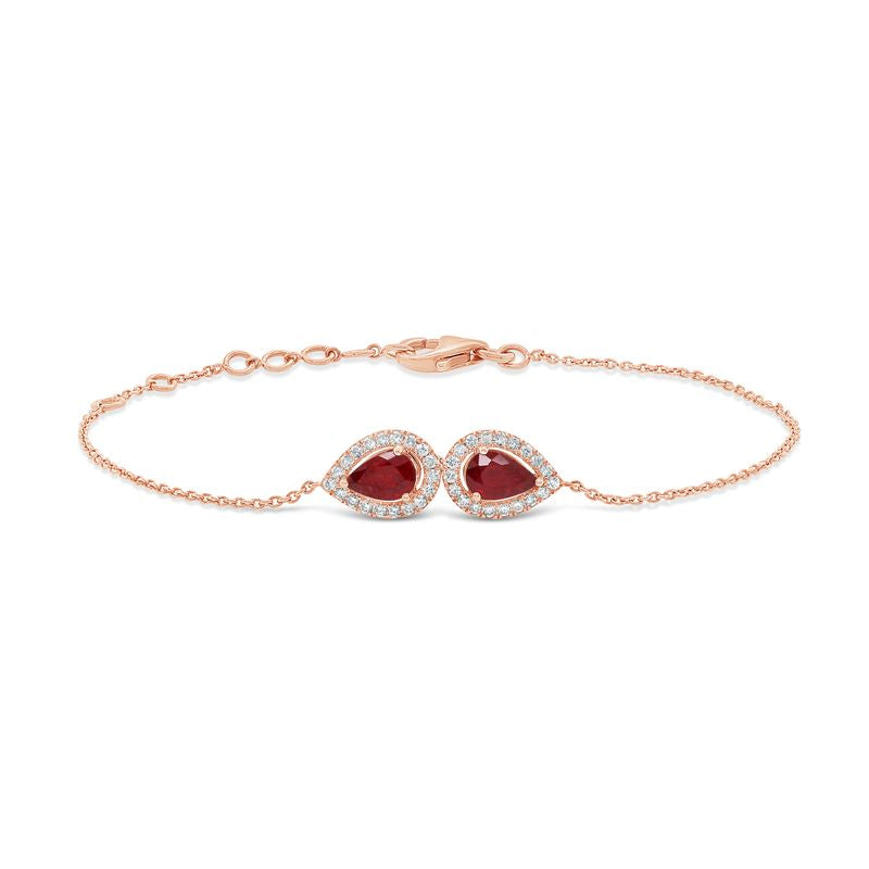 Double Pear Ruby & Diamond Bracelet
