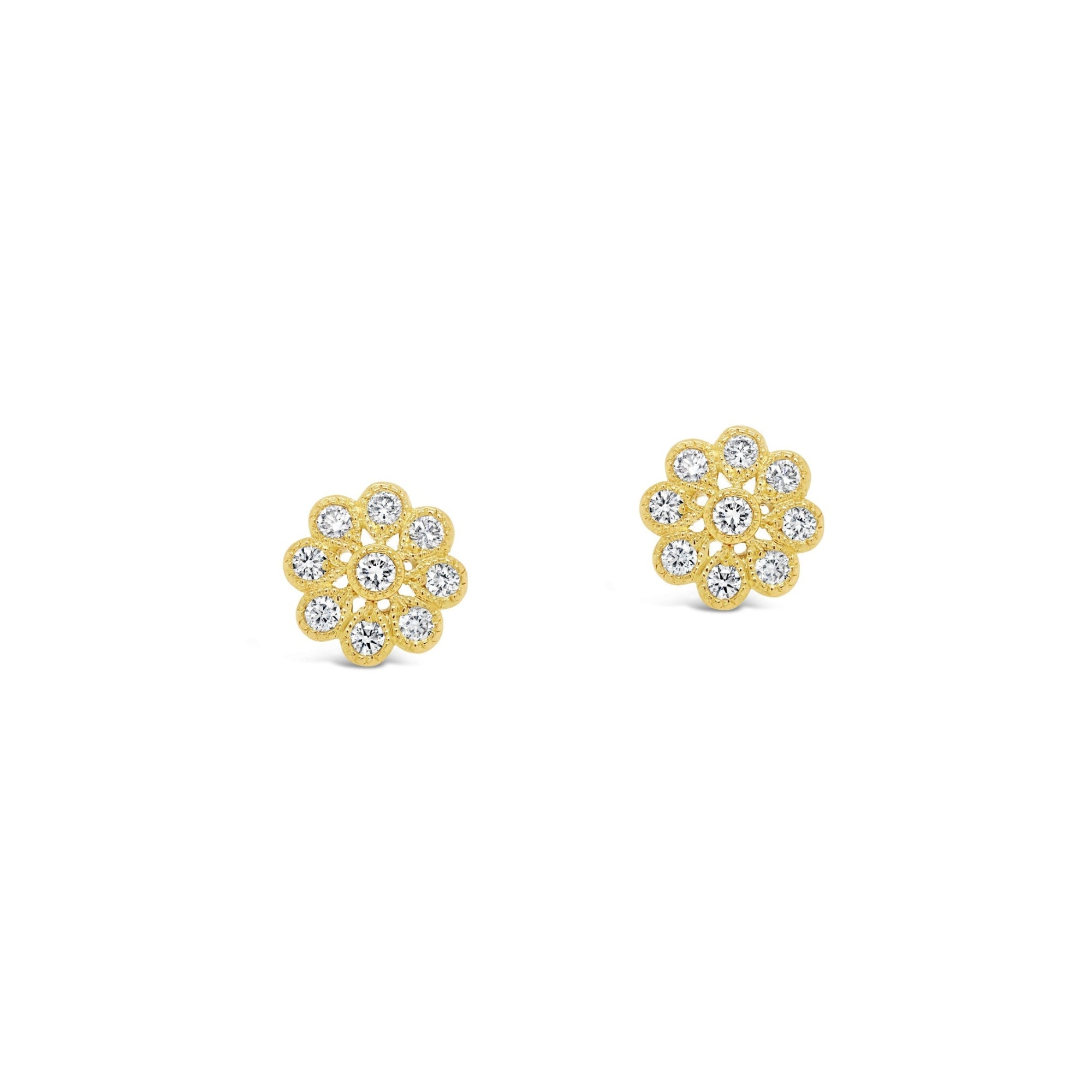 Diamond Flower Earrings 18ct Yellow Gold