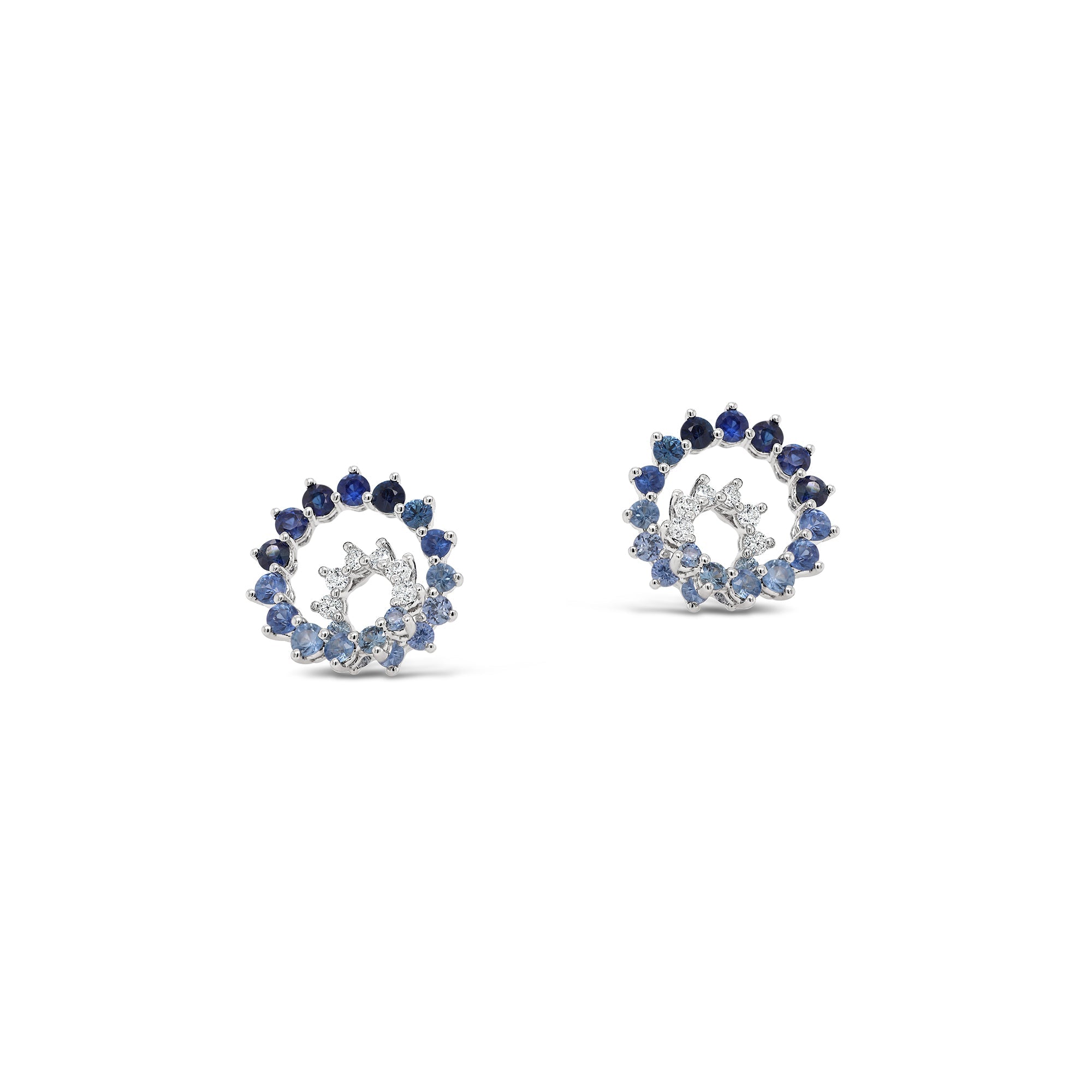 Blue Ombre Sapphire & Diamond Stud Earrings